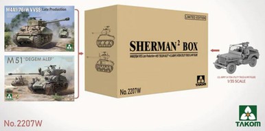 Takom 2207W 1/35 Sherman Big Box 2 - 2 Tanks + Jeep Plastic Model Kit