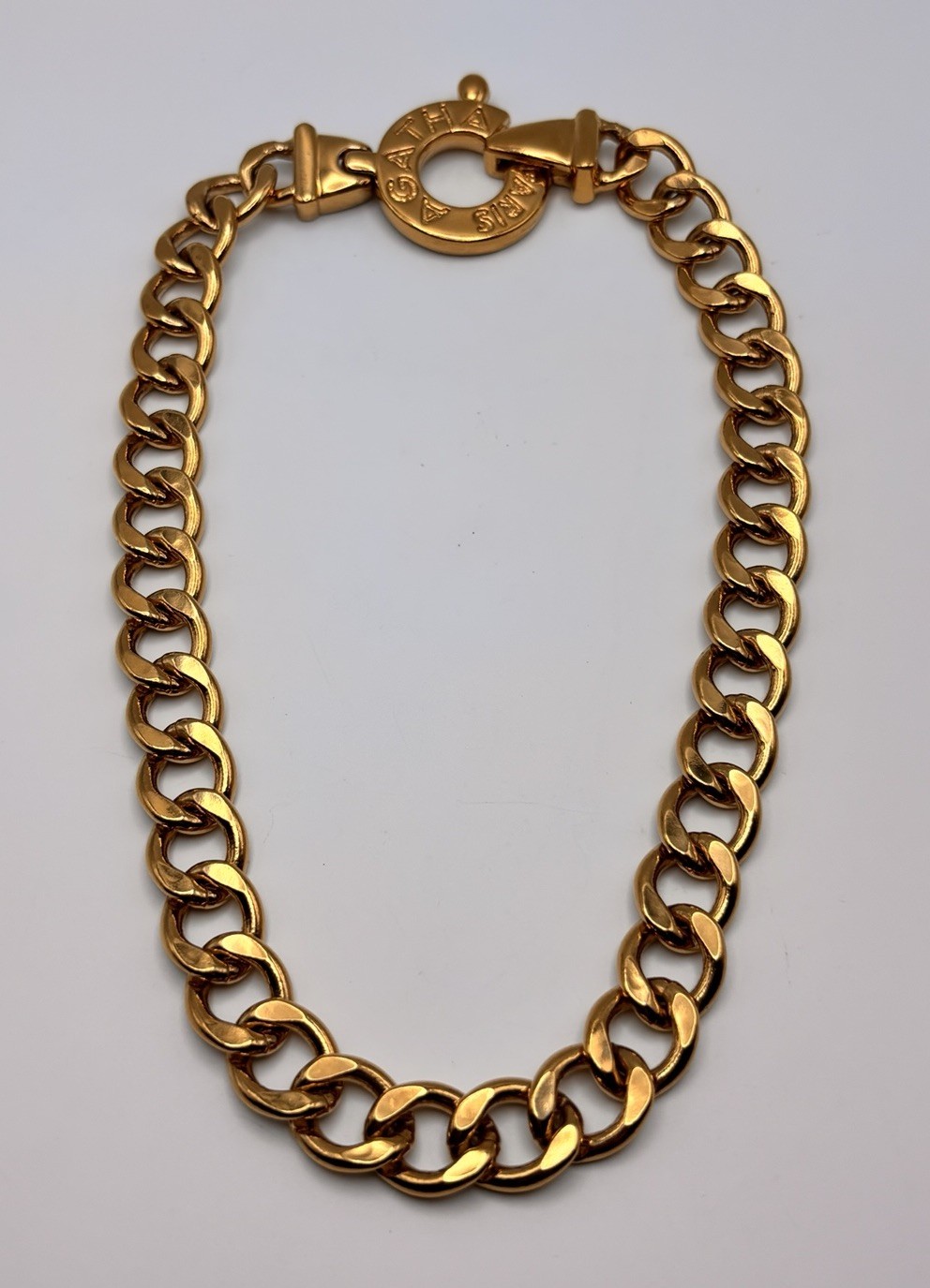 Agatha Paris Iconic Runway Necklace Chunky Curb Chain Choker Spring Clasp 104g