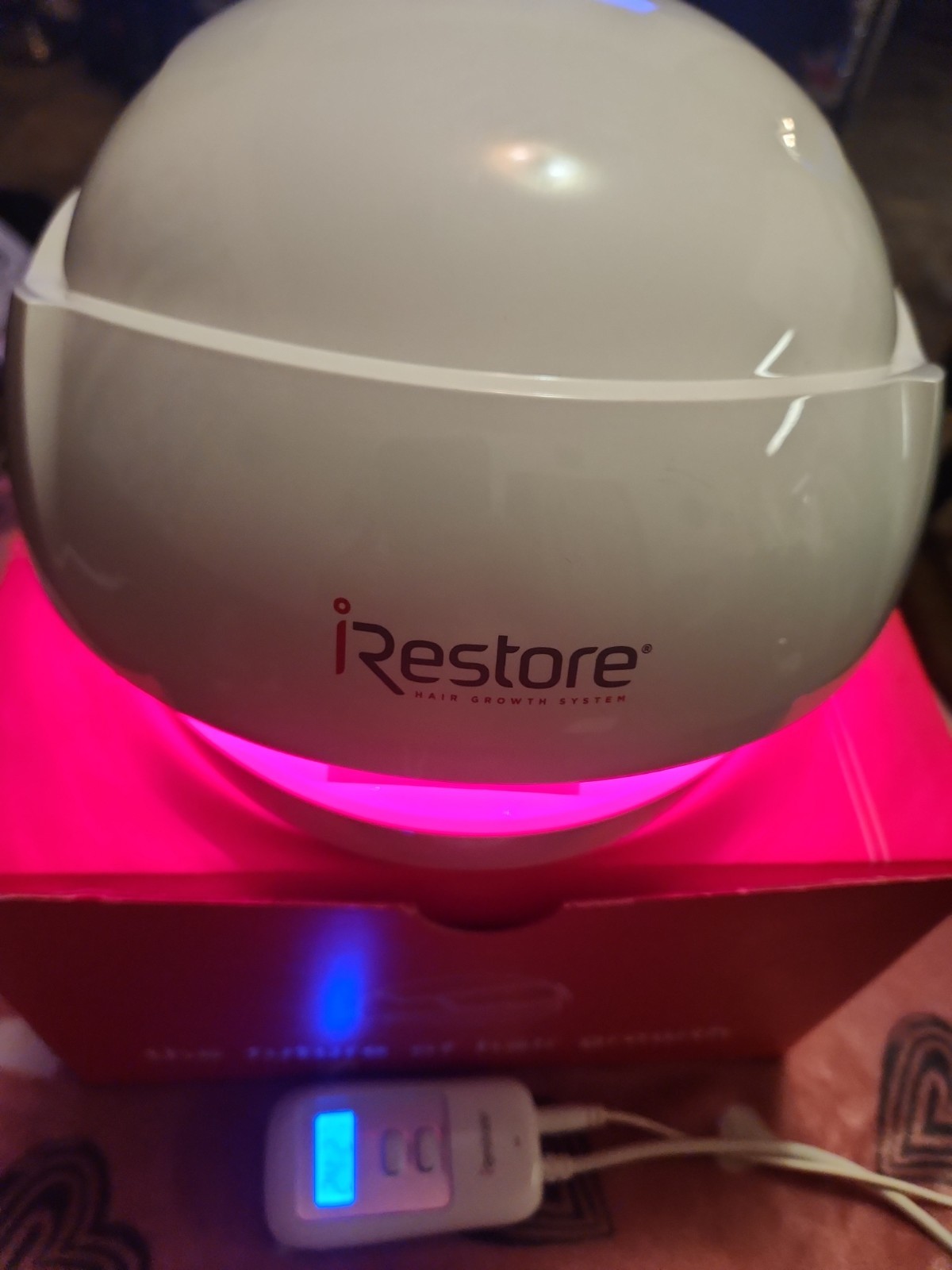 iRestore Laser Hair Growth System Model ID-500 Red Light Cap Helmet Cleaned