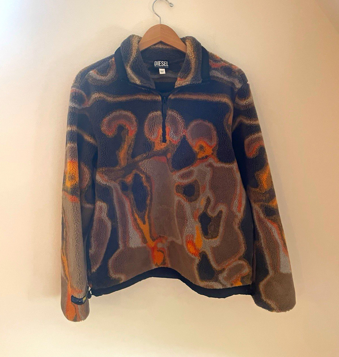 Diesel Arctic Glow Men’s S Multicolor Geometric Fleece 1/4 Zip Jacket