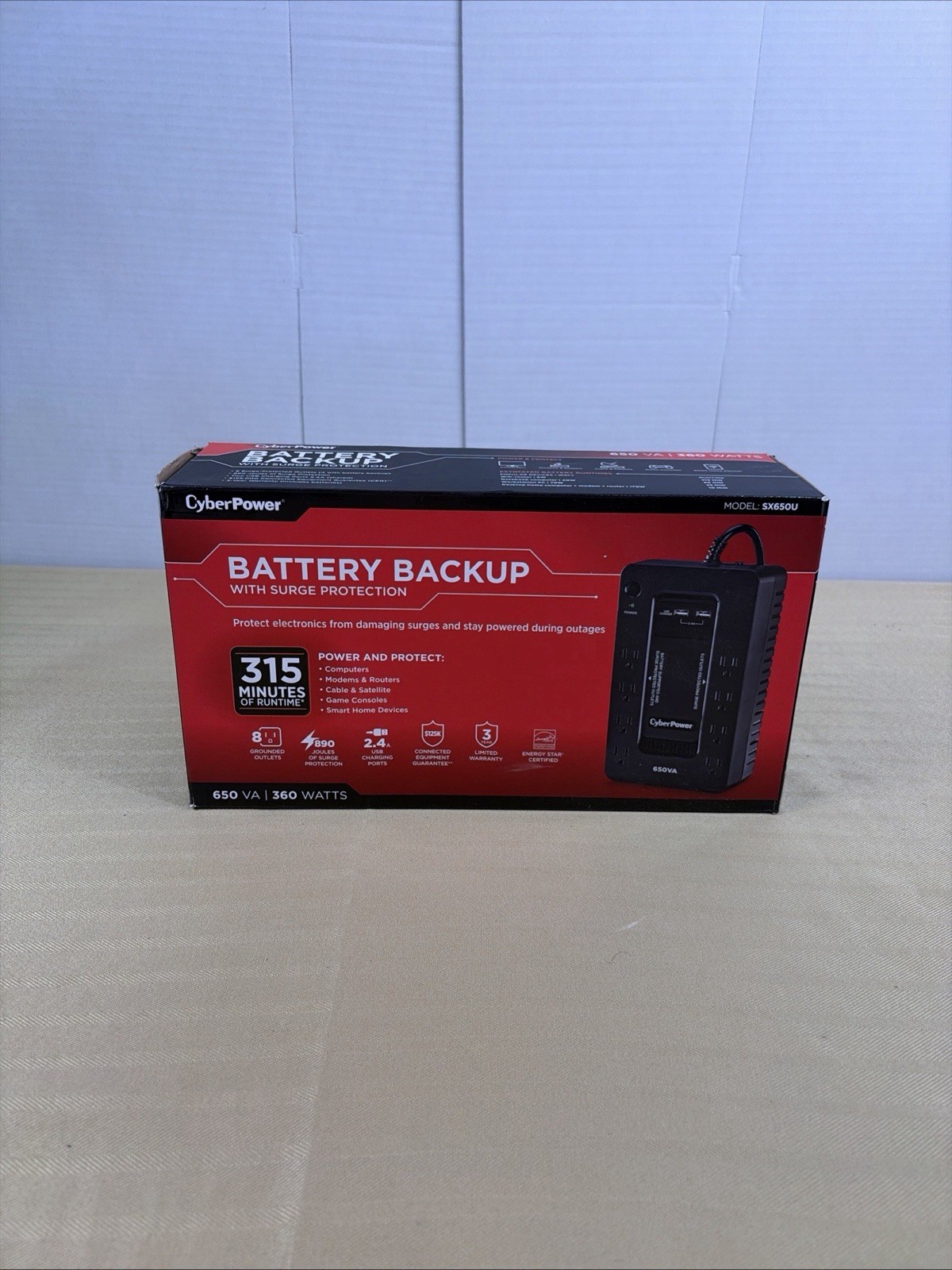 CyberPower SX650U 8-Outlet 650VA PC Battery Backup With Surge Protection CyberPower SX650U 8-Outlet 650VA PC Battery Backup With Surge Protection