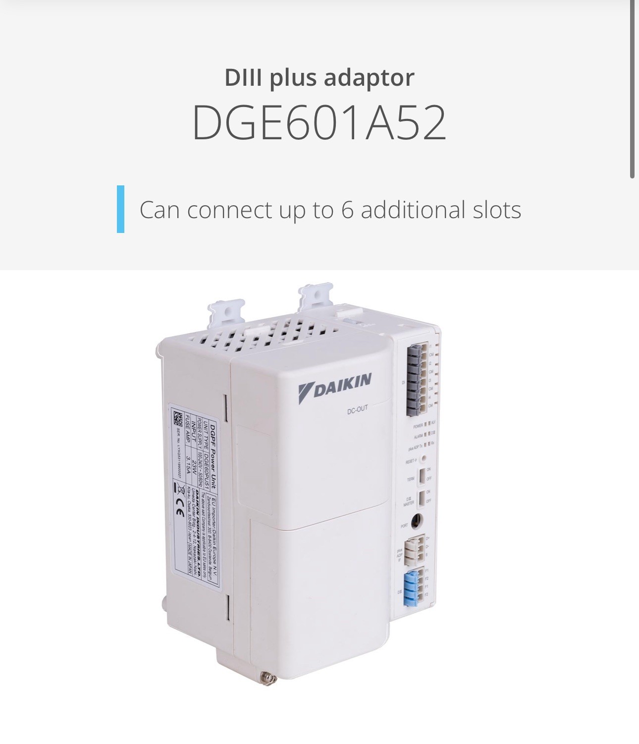 Daikin D-Bacs Interface DGE601A52 Daikin D-Bacs Interface DGE601A52