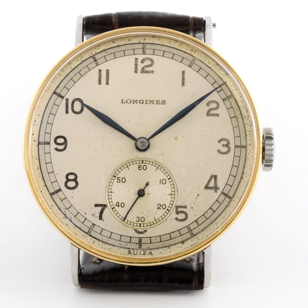 RARE VINTAGE 1940 LONGINES SOLID GOLD BEZEL ORIGINAL DIAL ARABIC NUMERALS