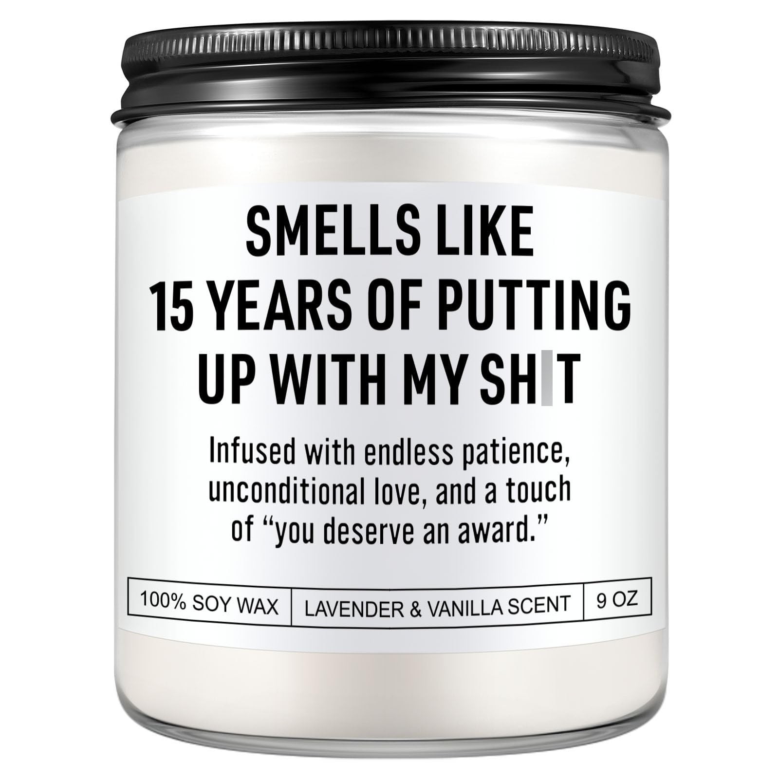 Funny 15 Year Anniversary Candle for Him, Her, Crystal Anniv. Gifts, 15th Wed
