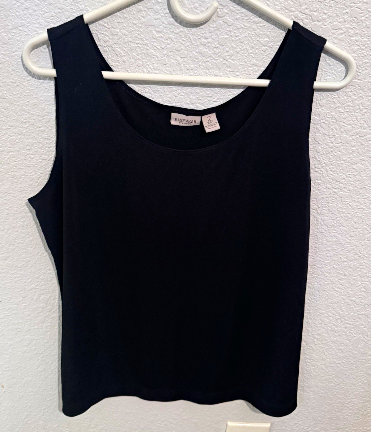 Easywear by Chico\'s Black Scoop Neck Sleeveless Stretch Knit Tank Top Size 2 L