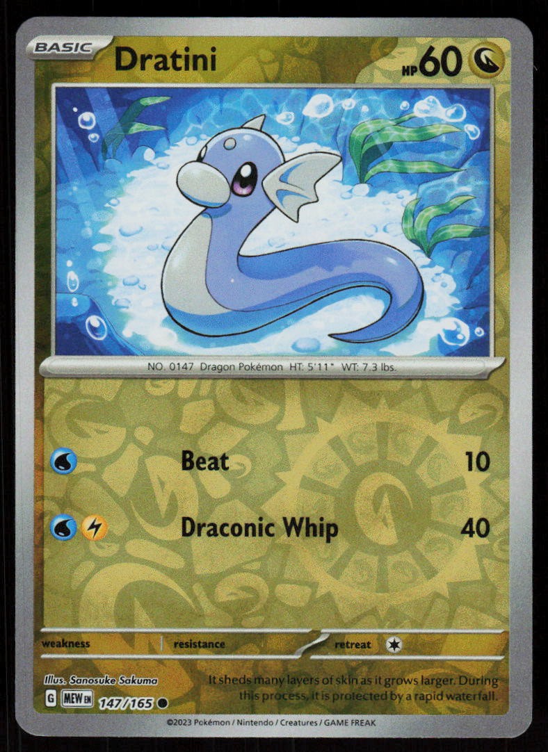 Dratini 147/165 Common 151 Pokemon Reverse Holo Near Mint