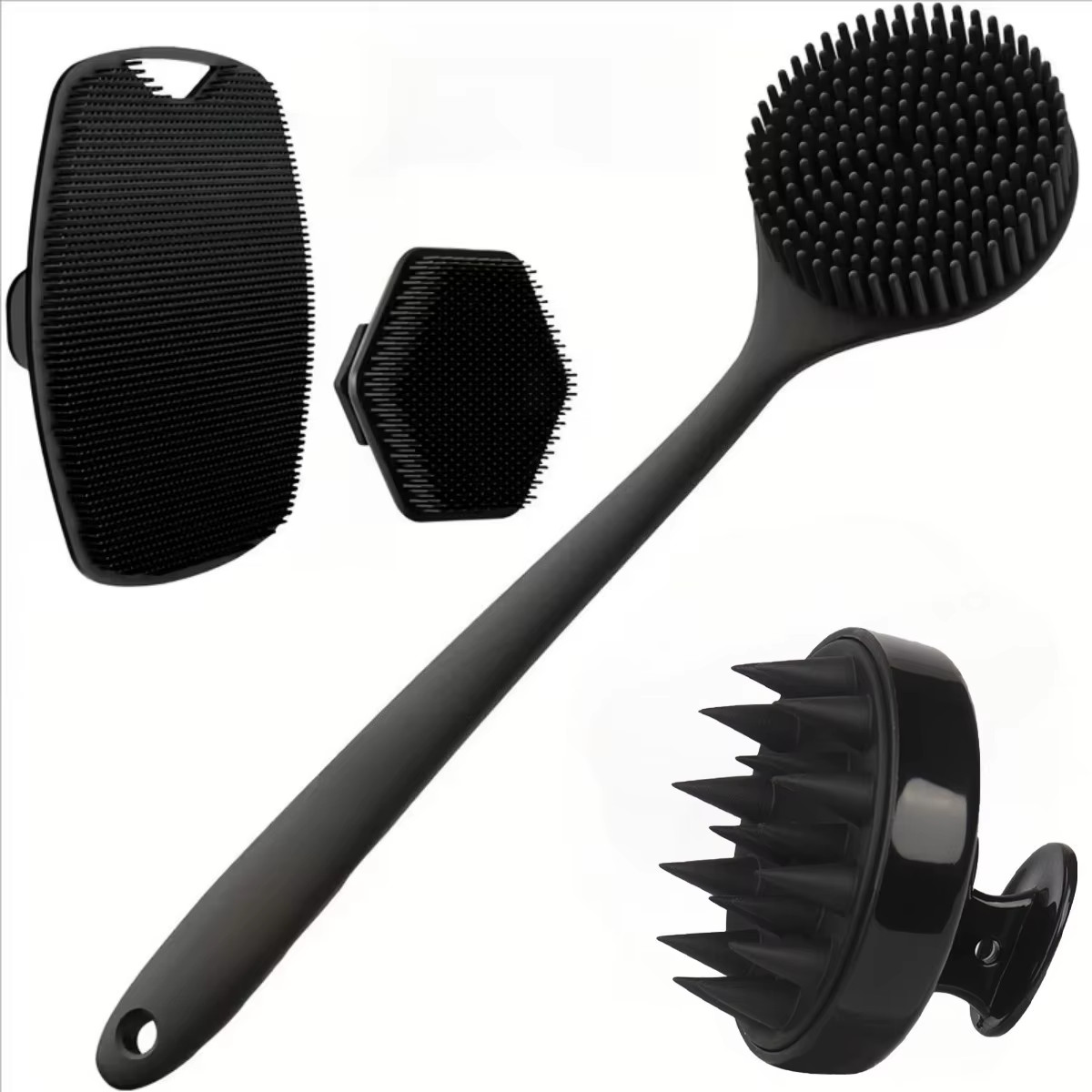 4PCS Silicone Body Scrubber Soft Exfoliating Brush Face & Shower Skin Clean
