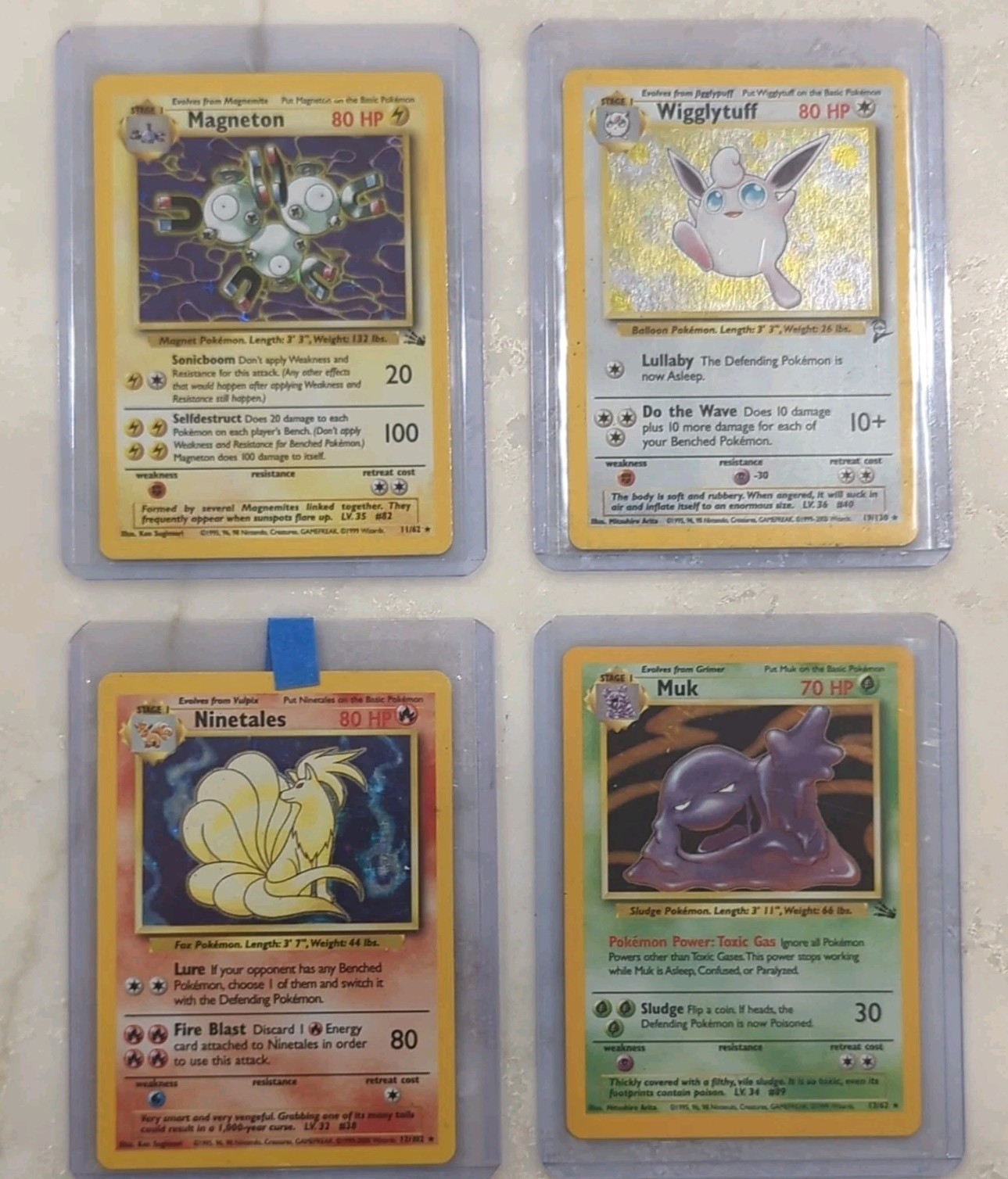 Nintendo Pokémon TCG Holo 1999 Lot 4 Jungle/Fossil Magneton Wigglytuff Muk