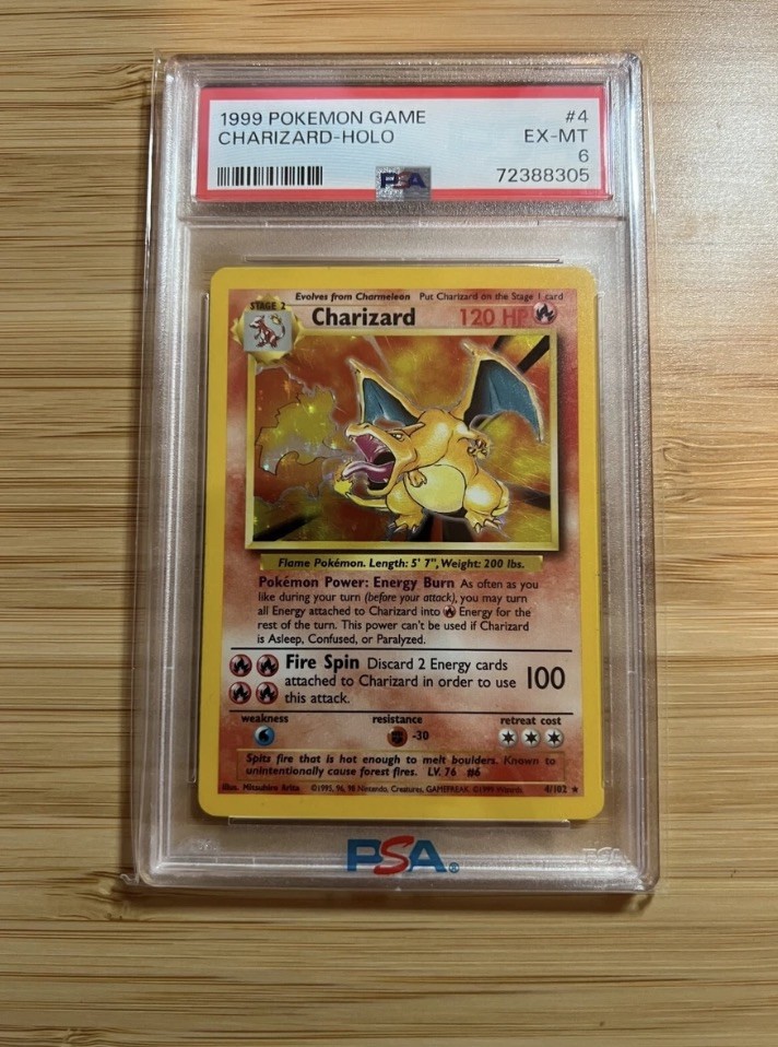 1999 Pokemon Base Charizard Holo PSA 6 English 1999 Pokemon Base Charizard Holo PSA 6 English