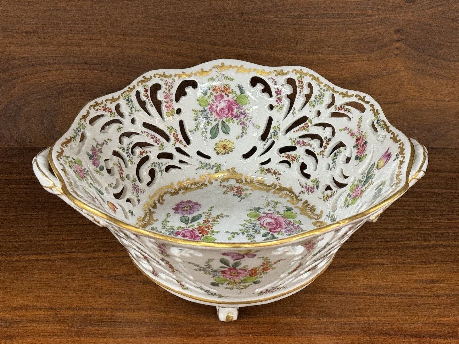 Antique Choisy Le Roy French Reticulated Pierced Porcelain Centerpiece Bowl Antique Choisy Le Roy French Reticulated Pierced Porcelain Centerpiece Bowl