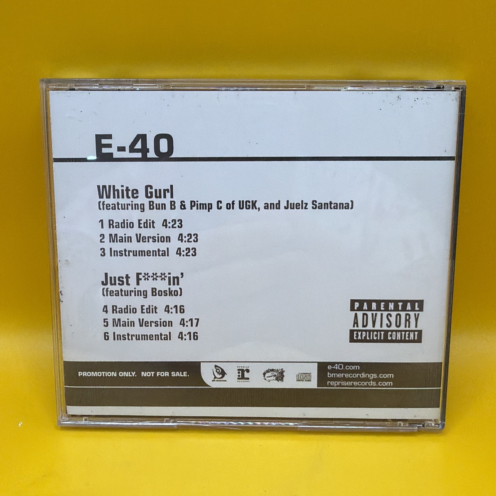 E-40 White Gurl Promo CD Promotional Sampler Single Parental Advisory Rap R&B
