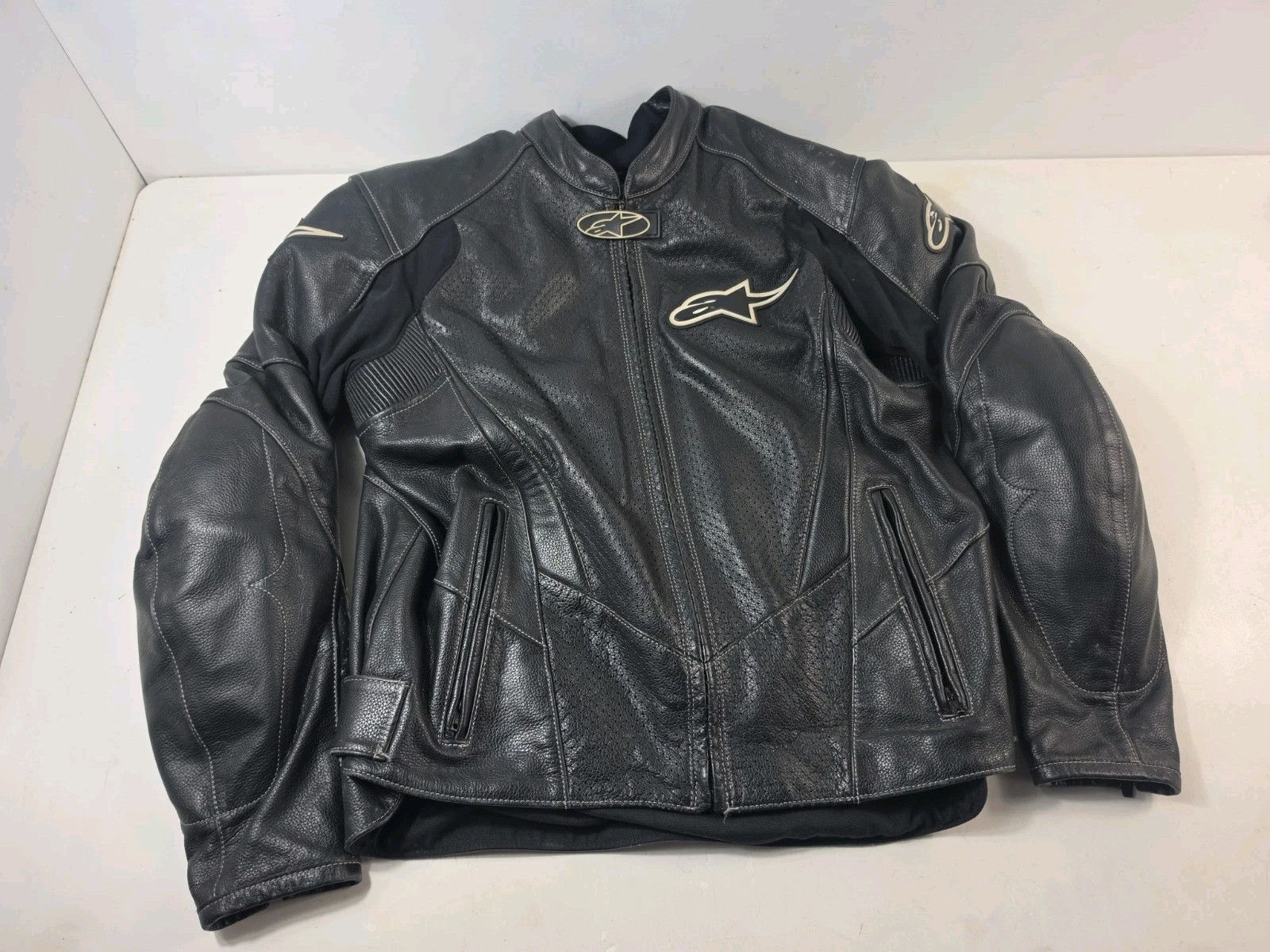 Alpinestars Stage motorcycle perf Leather Jacket armor Large riding icon street