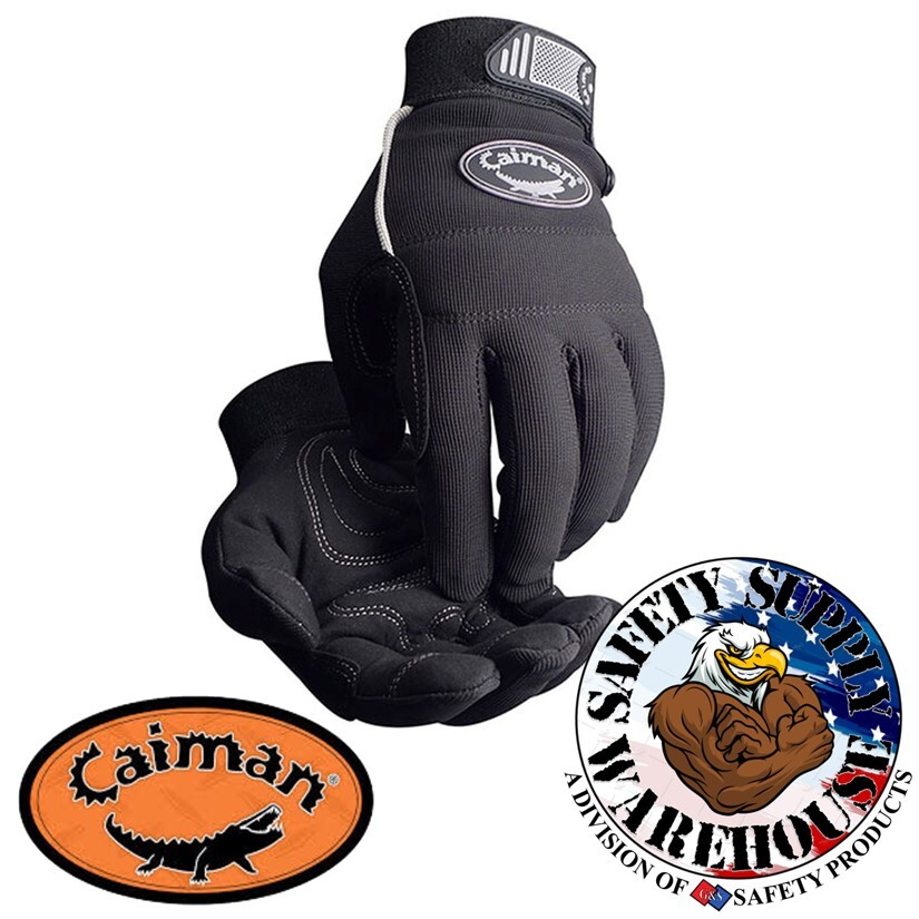 Caiman 1932 Black Synthetic Leather Mechanics Glove