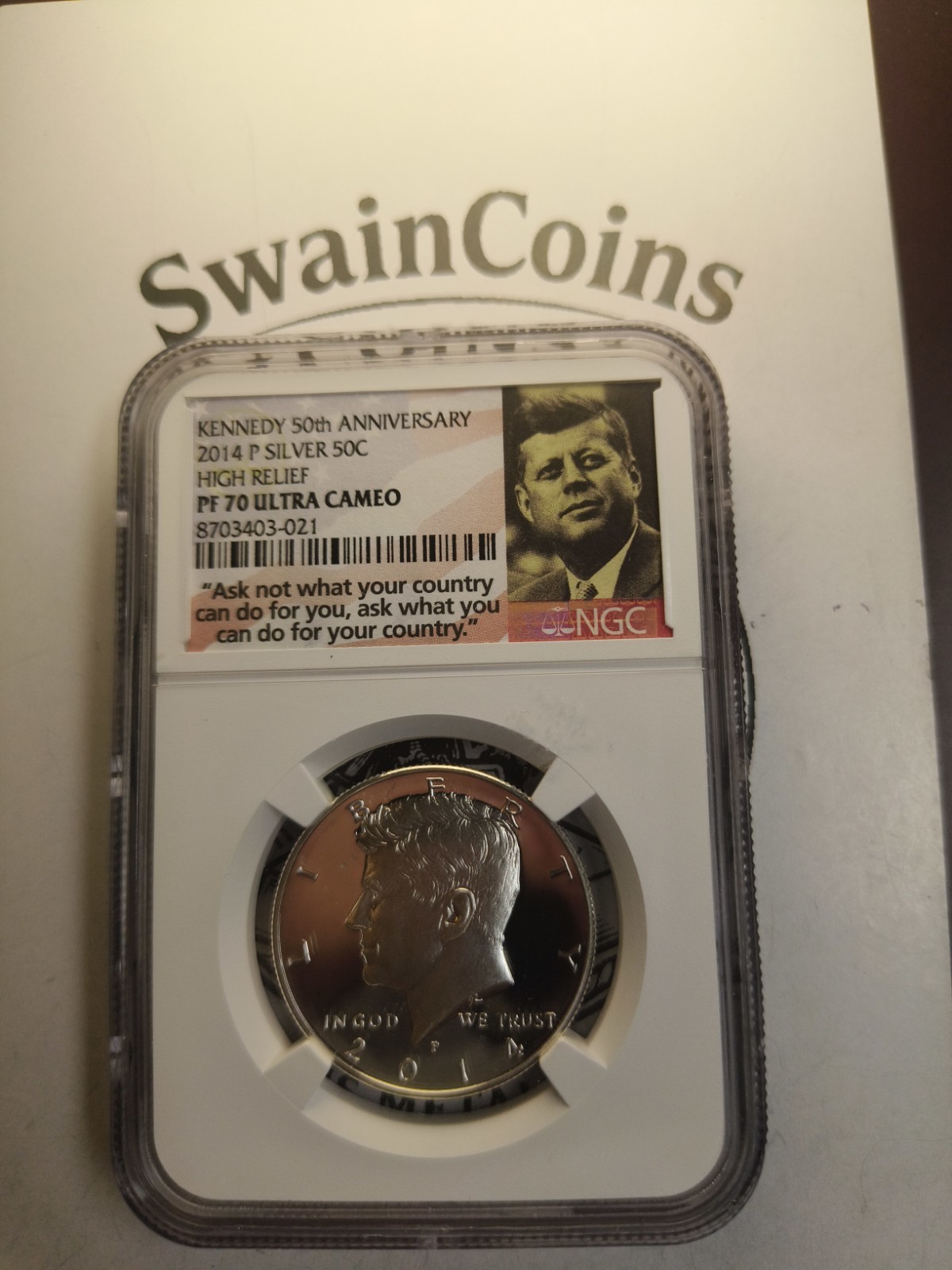 2014 D 50C Kennedy Half Dollar Silver 50th Anniv SP70 High Relief NGC E10-102 2014 D 50C Kennedy Half Dollar Silver 50th Anniv SP70 High Relief NGC E10-102
