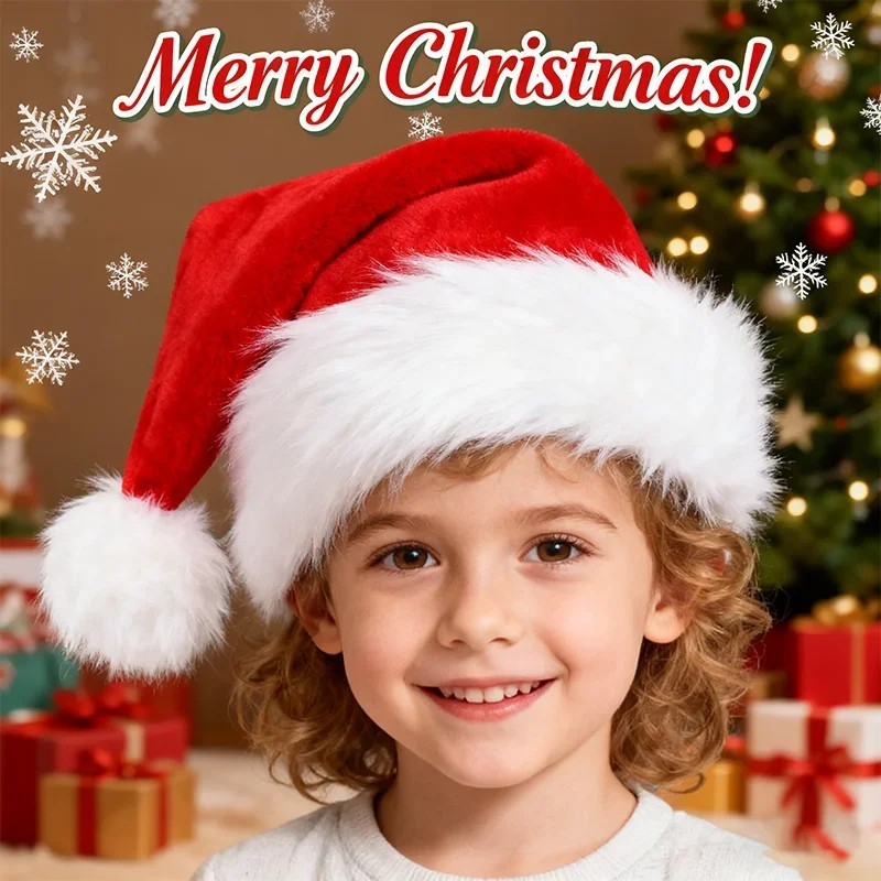 Christmas Santa Claus Cap Adult Christmas Holiday Hat Thickened Santa Claus Hat Christmas Santa Claus Cap Adult Christmas Holiday Hat Thickened Santa Claus Hat