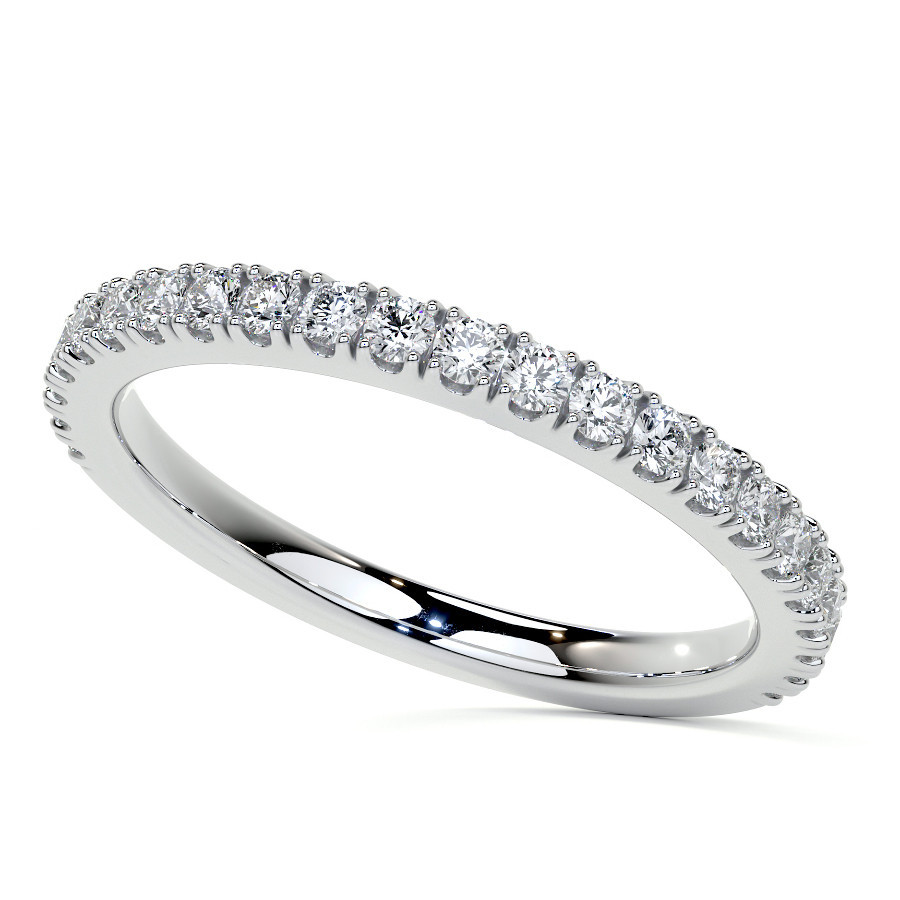2.00mm Matching Band Round Cut EF VS1 Lab Grown Diamond Solid 14K White Gold