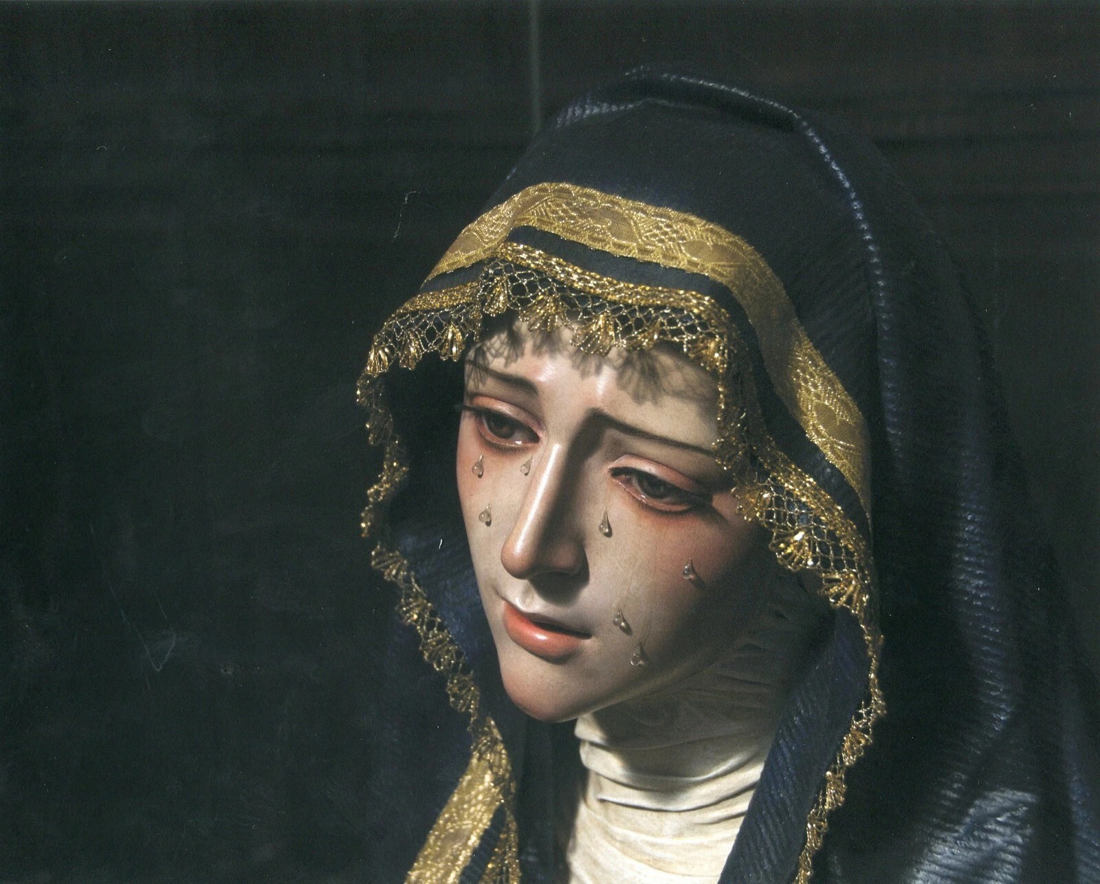 Our Lady of the Tears Catholic picture vintage art print antique painting