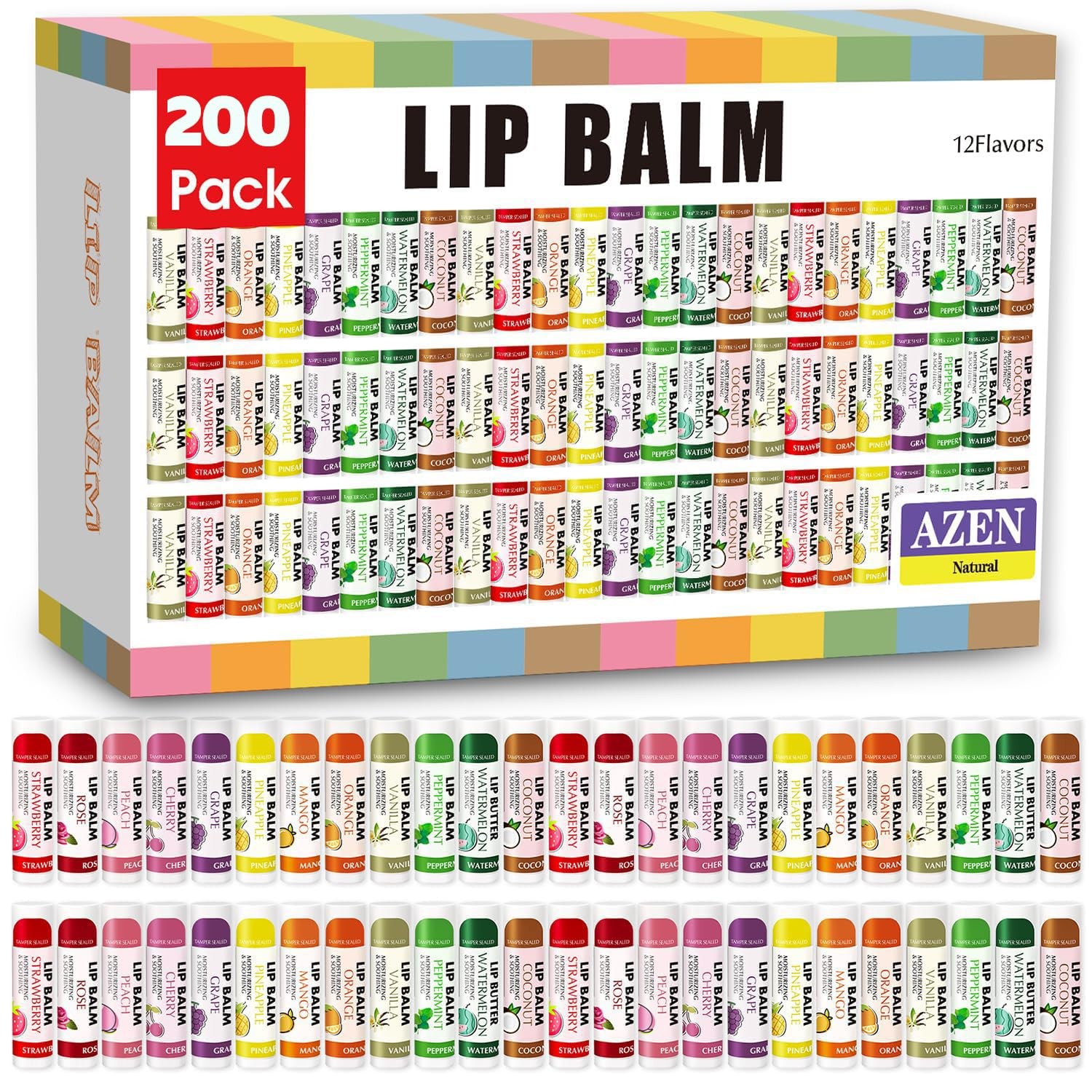 AZEN 200 Pack Lip Balm, Natural Lip Balm Bulk, Lip Care Product, Moisturizing... AZEN 200 Pack Lip Balm, Natural Lip Balm Bulk, Lip Care Product, Moisturizing...