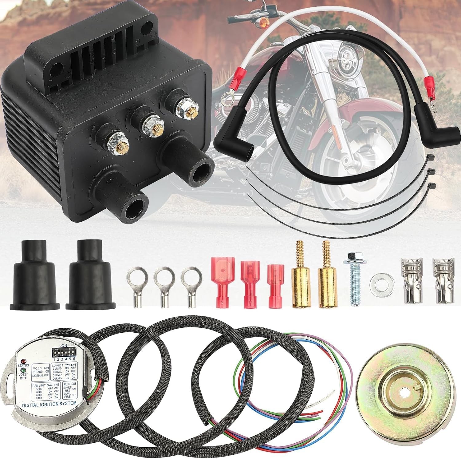 Single Fire Programmable Ignition Kit For 1970-2003 Harley-Davidson Big Twin Evo