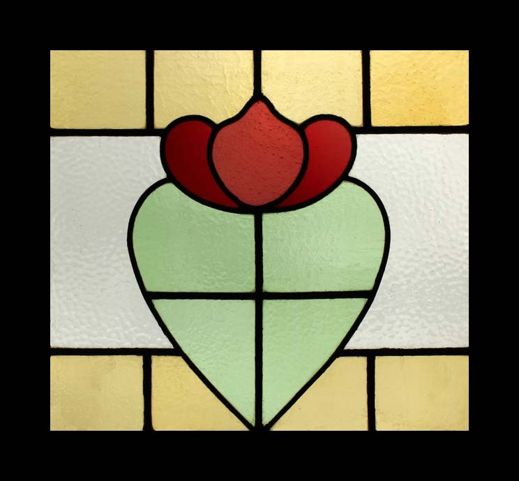 Fabulous Floral Edwardian Antique English Stained Glass Window