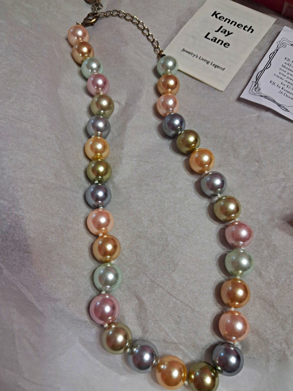 Kenneth Jay Lane KJL Multicolor Simulated Pearl Beaded Statement Necklace Signed Kenneth Jay Lane KJL Multicolor Simulated Pearl Beaded Statement Necklace Signed