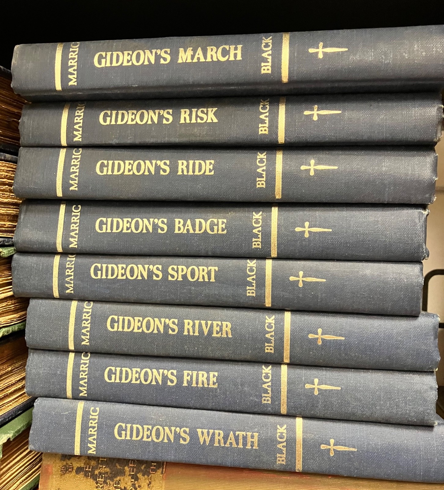 J. J. Marric GIDEON\'S Crime Mystery Novels, set of 8,  Hardcover Vtg Blue 1962