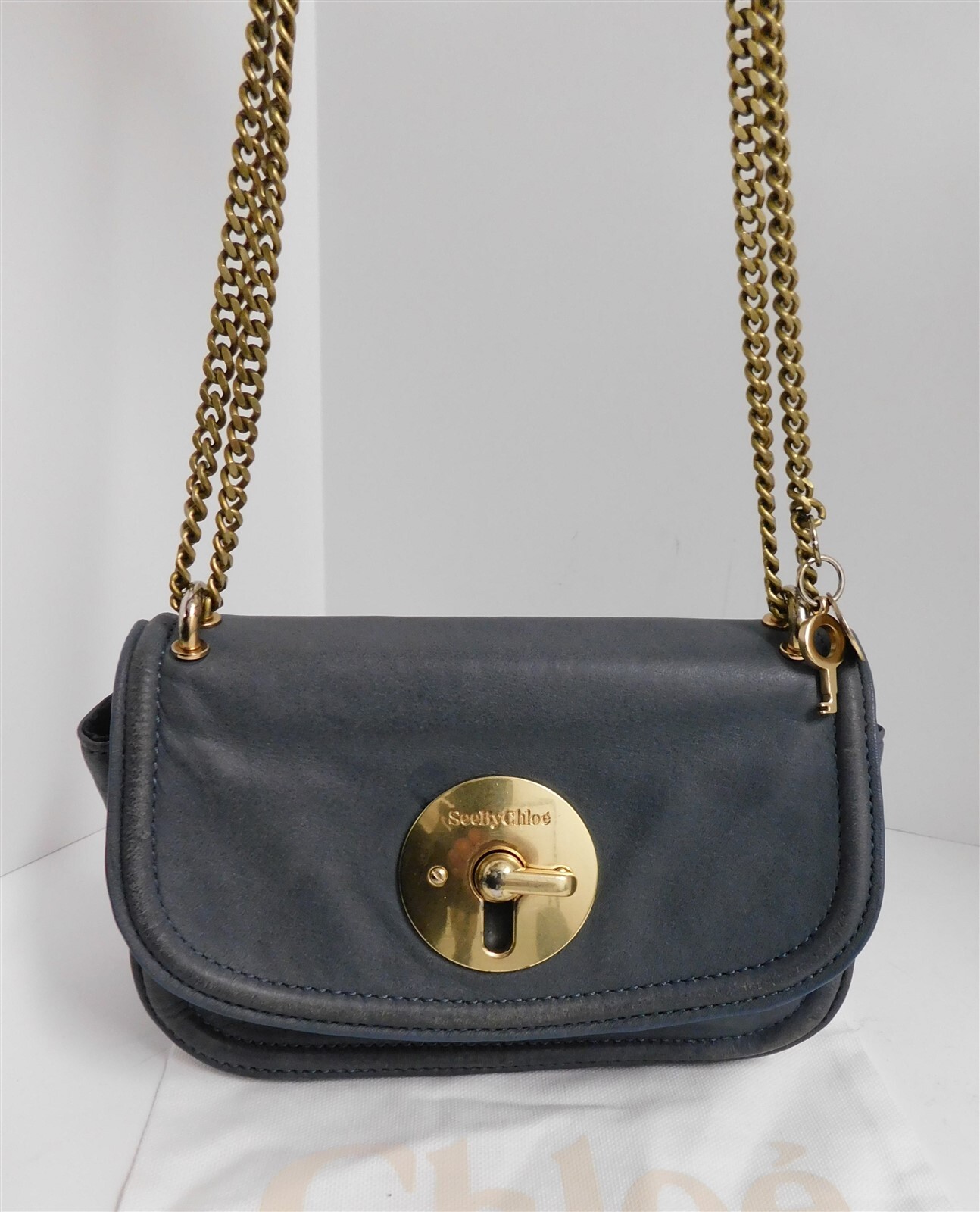 See by Chloe Lois Gray Leather Convertible Small Crossbody Shoulder Bag