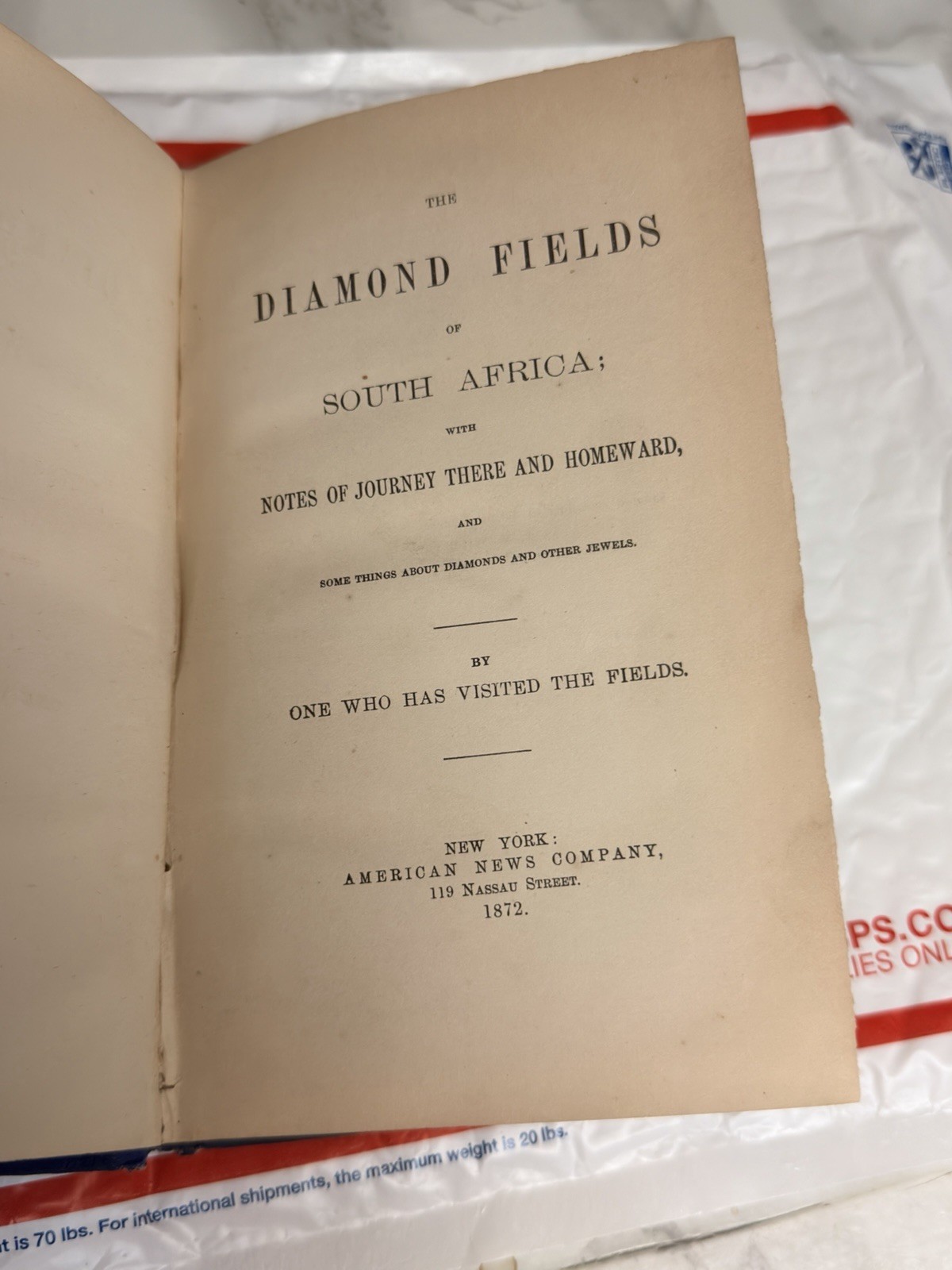 The Diamond Fields of South Africa hardcover 1872 English Author original  RARE