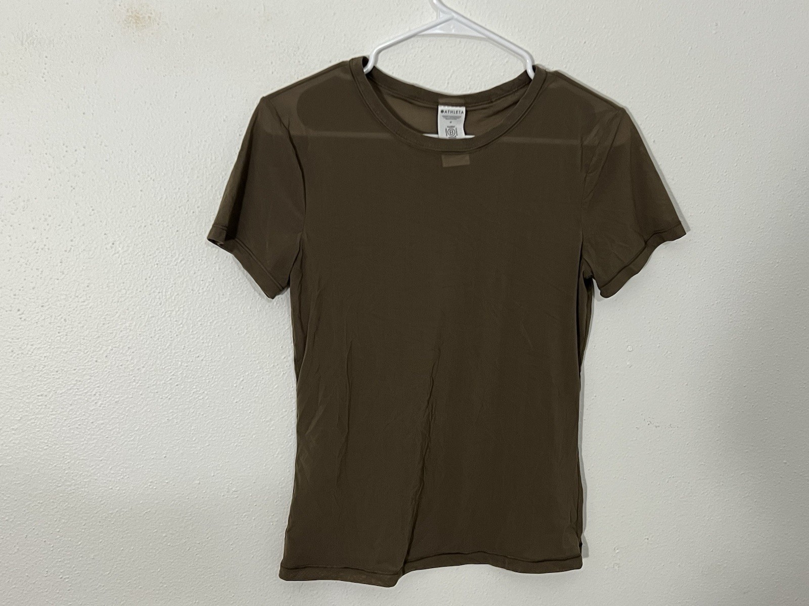 Athleta Olive Green Mesh Short Sleeve T Shirt Size Medium Athleta Olive Green Mesh Short Sleeve T Shirt Size Medium