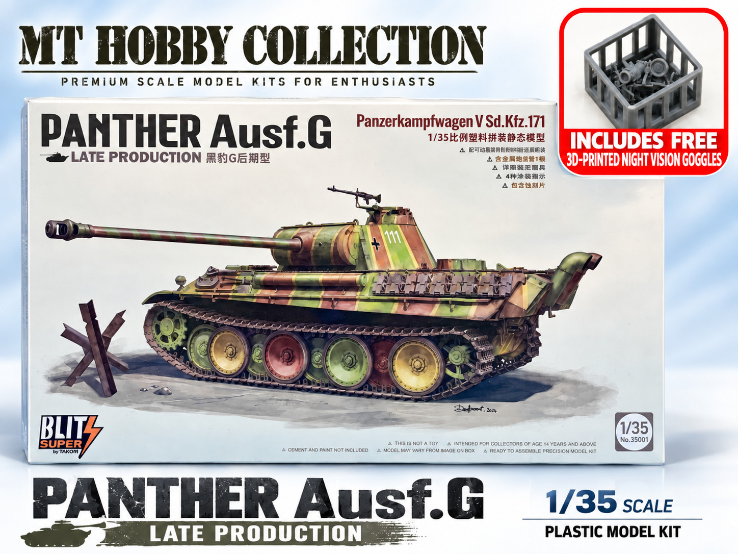 *US/CA Stock* Takom 1/35 35001A Panther Ausf.G Late Production w/ 3D Parts