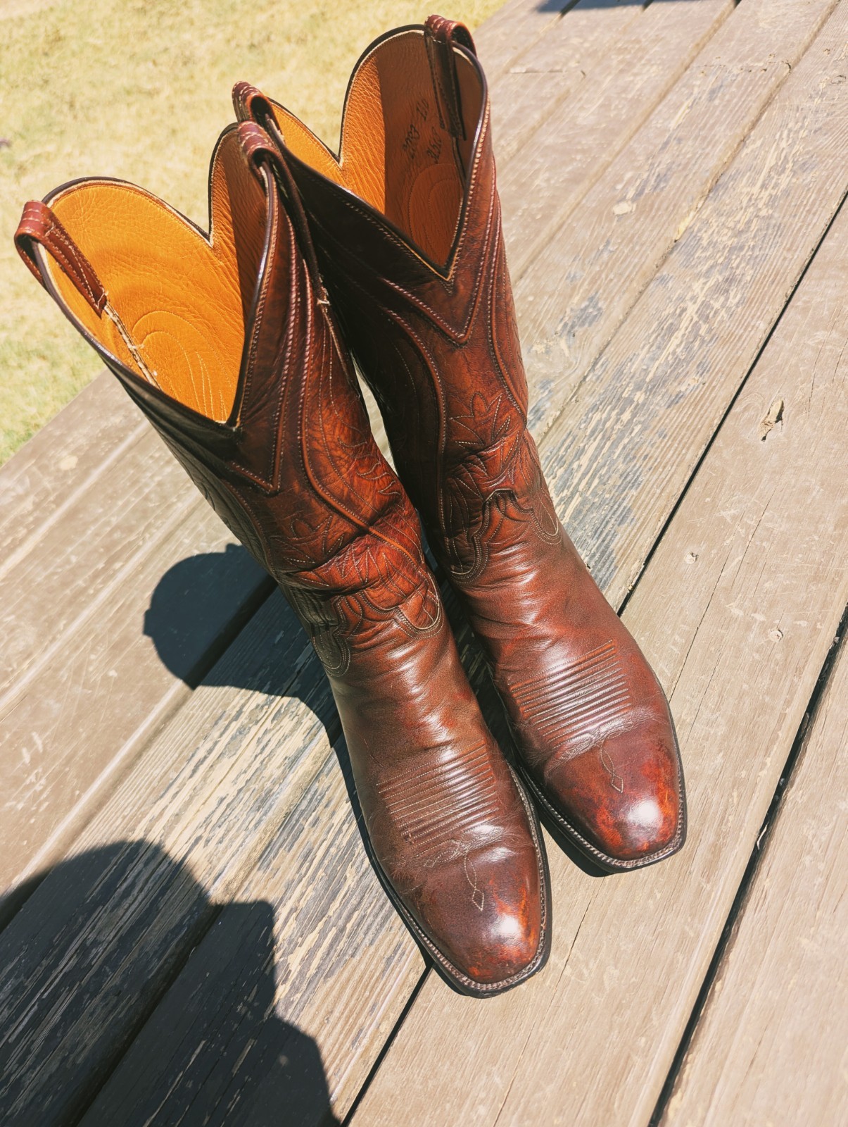 Original San Antonio, 2083, Lucchese Brown Goat Leather French Toe, US 11B