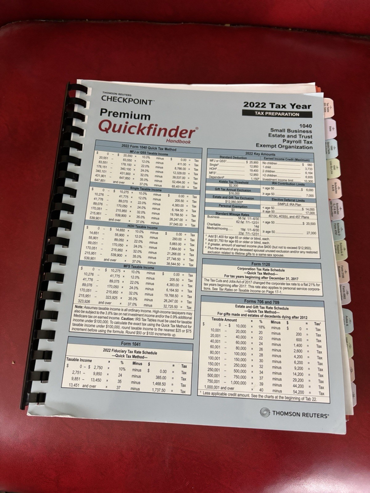 Thomson Reuters Checkpoint Premium Quickfinder 2022 Tax Handbook 1040 Estate Bus