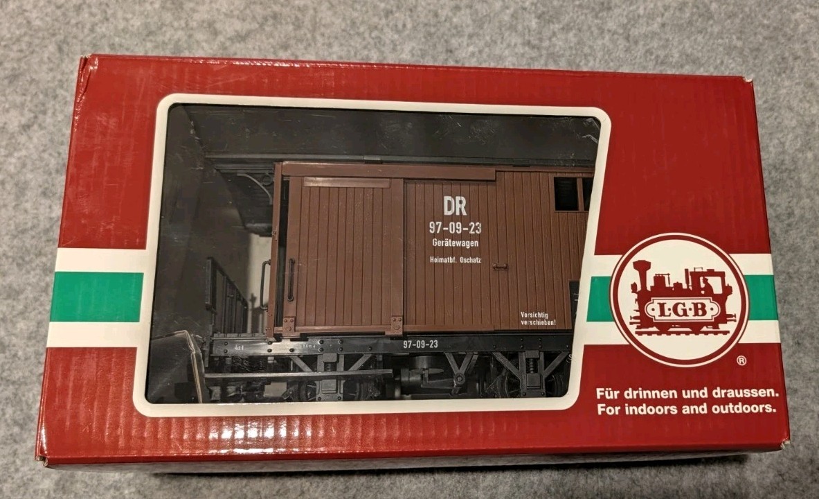 LGB 40075 DR 97-09-23 Gerätewagen Freight Boxcar G Scale Brown Original Box