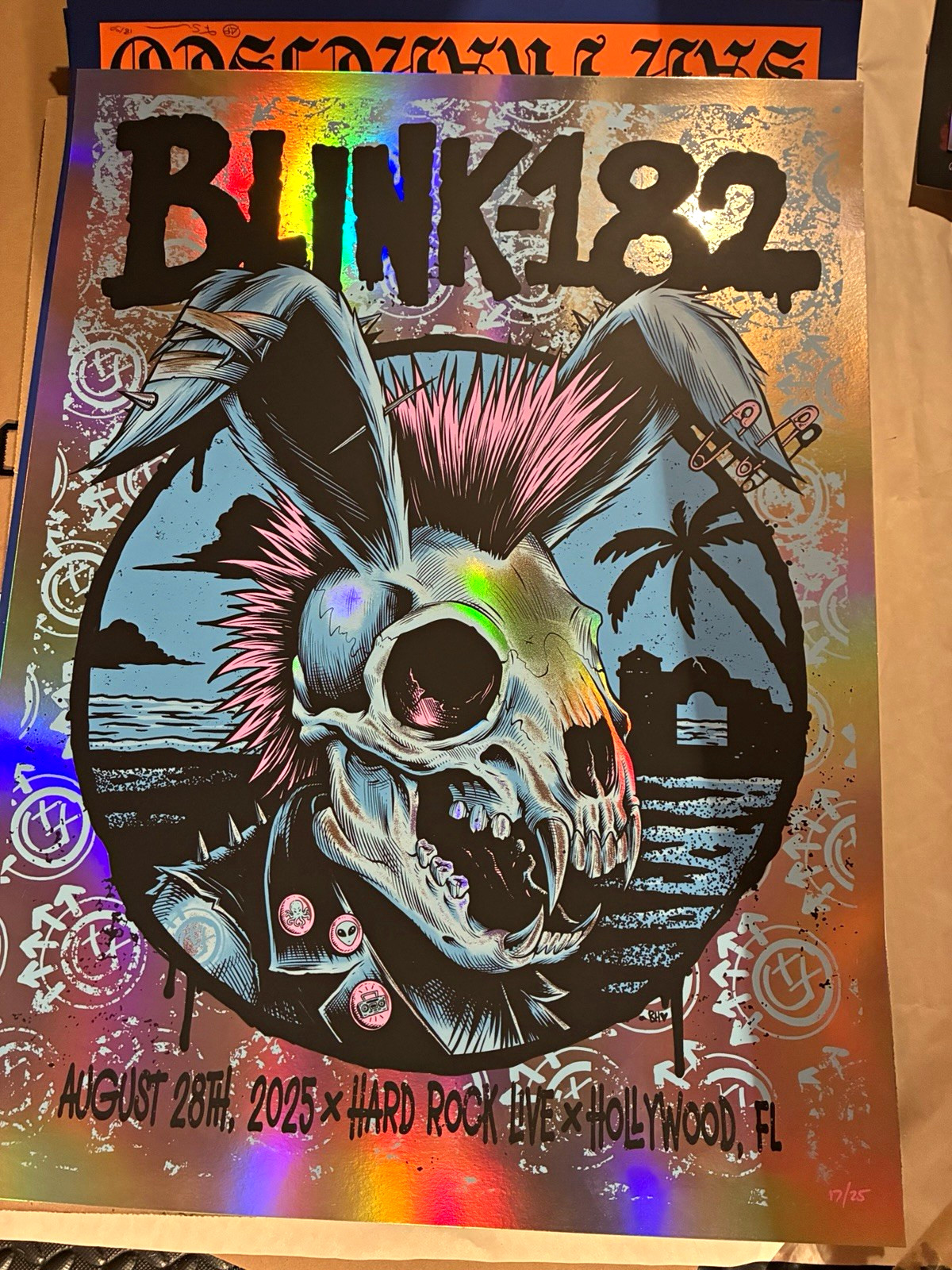 Blink-182 Holographic Poster 8/28/2025 Hard Rock Live Hollywood FL