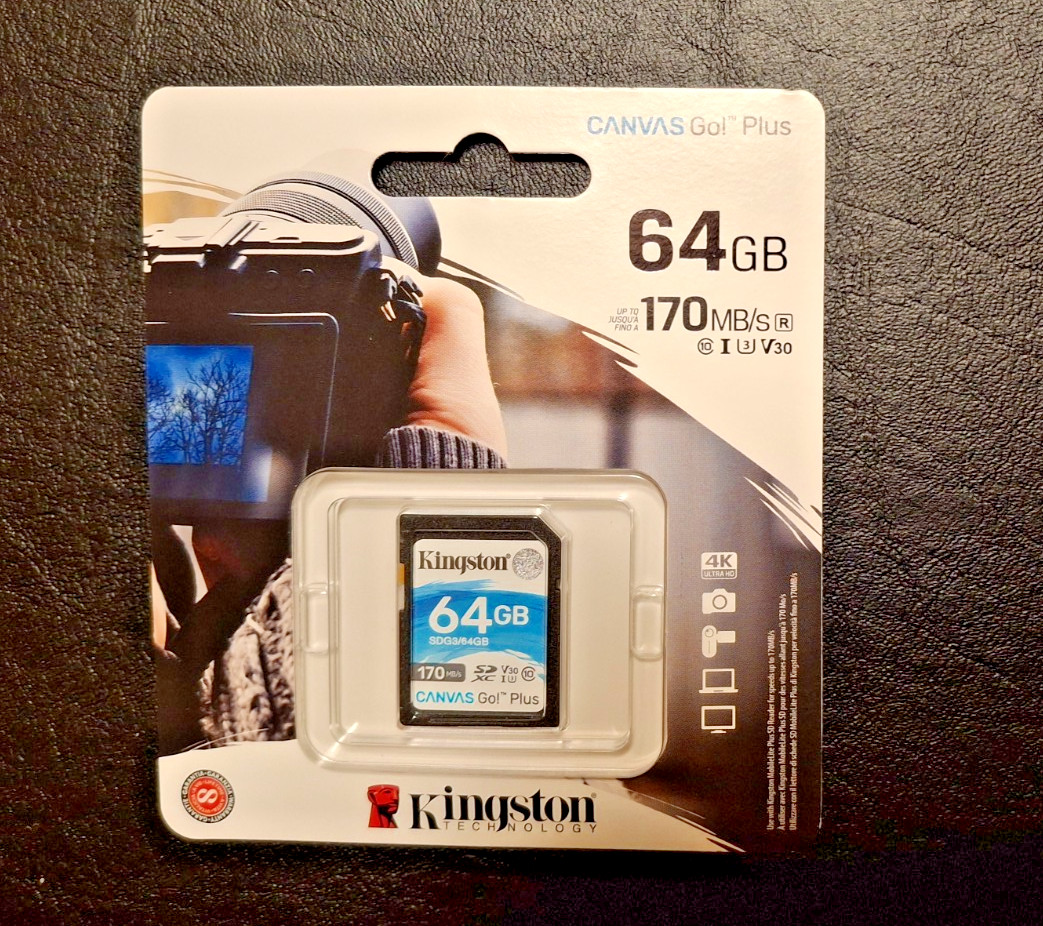 Kingston Canvas Go Plus 64GB SDXC SDG3 V30 I3 Memory Card, 170 MB/s, NOS