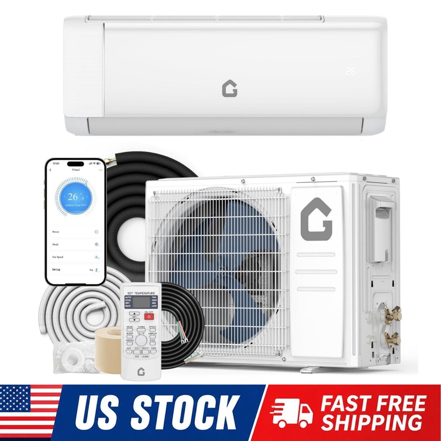 12000 BTU Ductless Mini Split Air Conditioners Heat Pump 18.5 SEER2 230V WiFi US 12000 BTU Ductless Mini Split Air Conditioners Heat Pump 18.5 SEER2 230V WiFi US