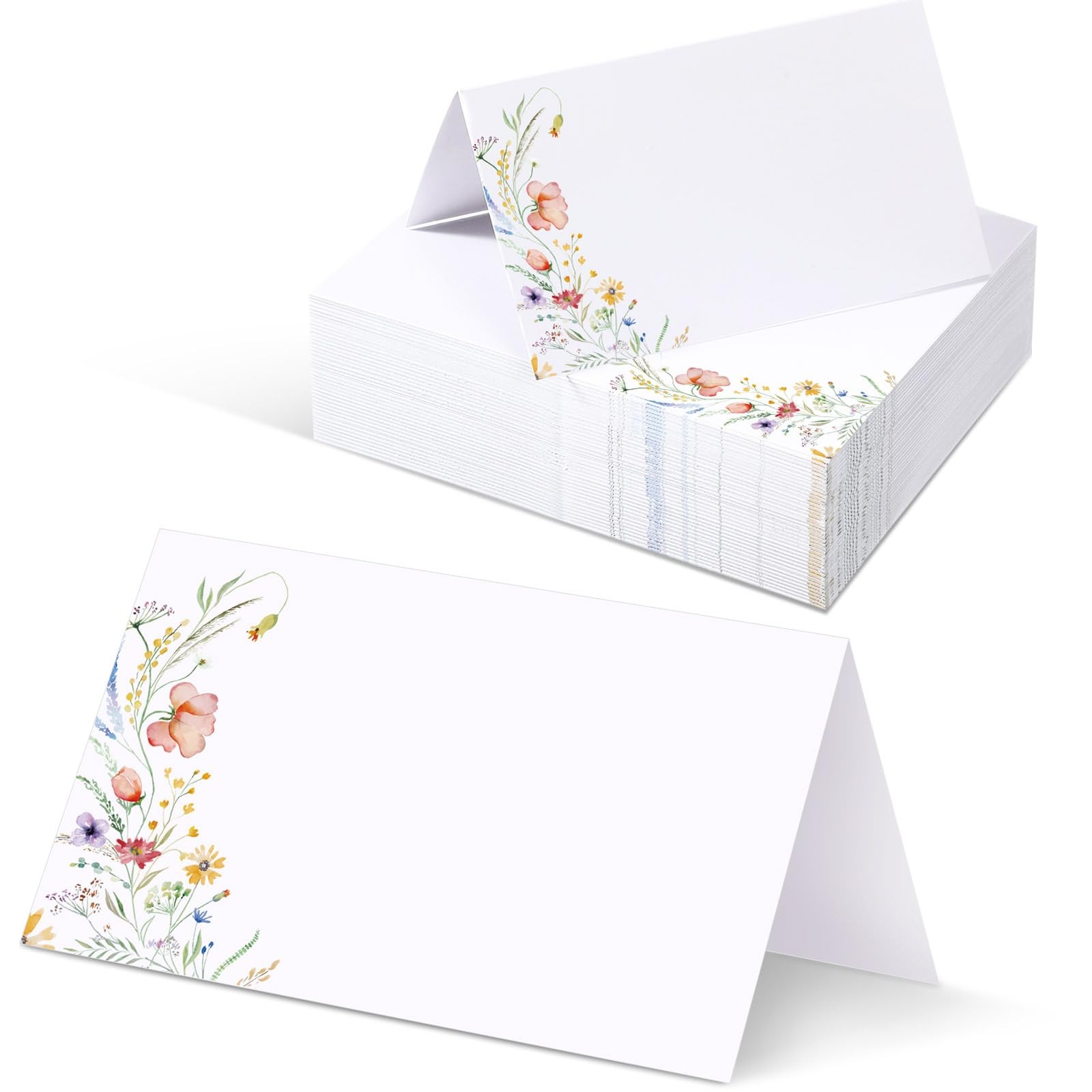 120 Pcs Wildflower Place Cards Tented Blank Table Name, Bright
