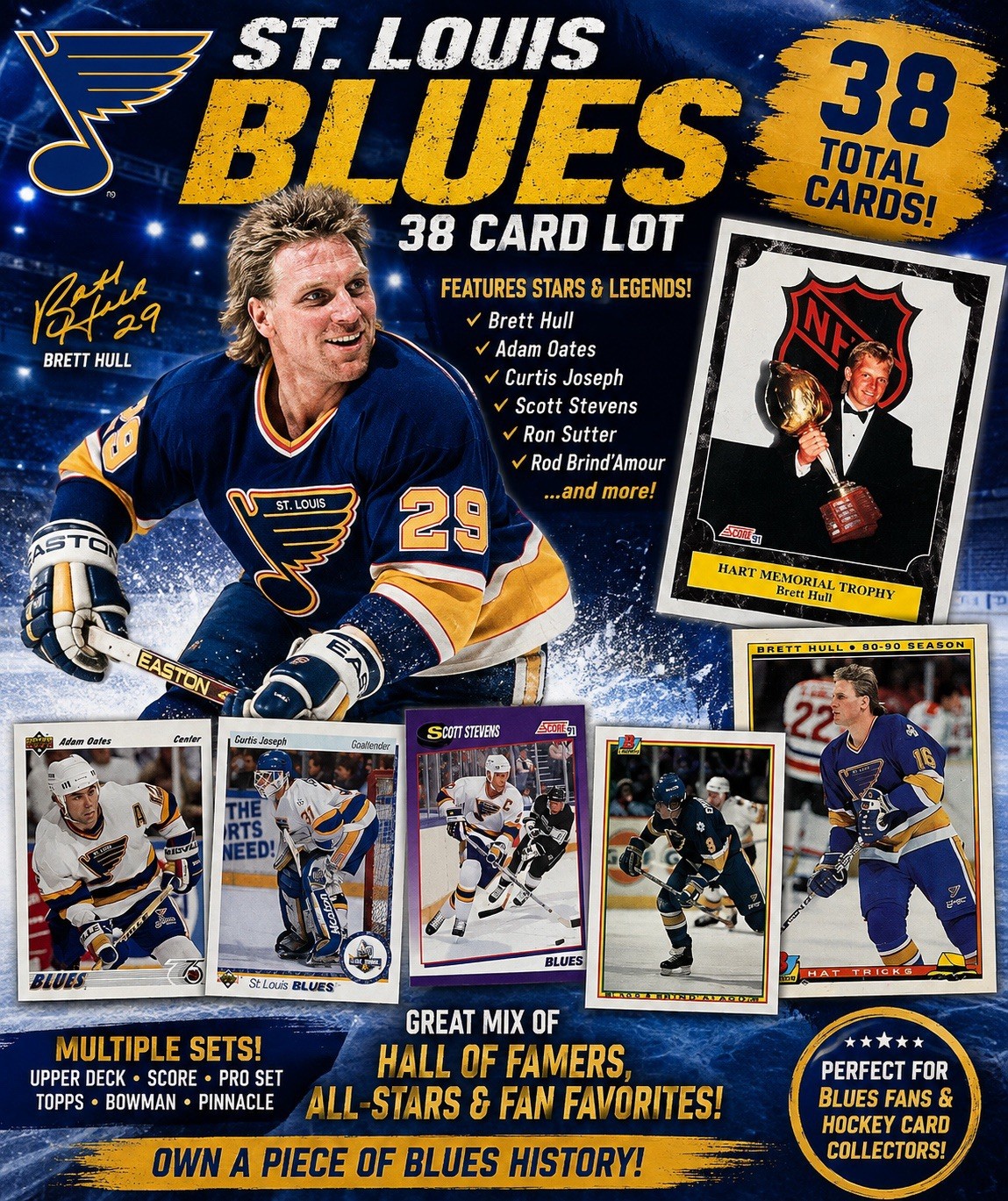 St Louis Blues 38 Card Lot Brett Hull Oates Joseph Stevens NHL Hockey 1990s