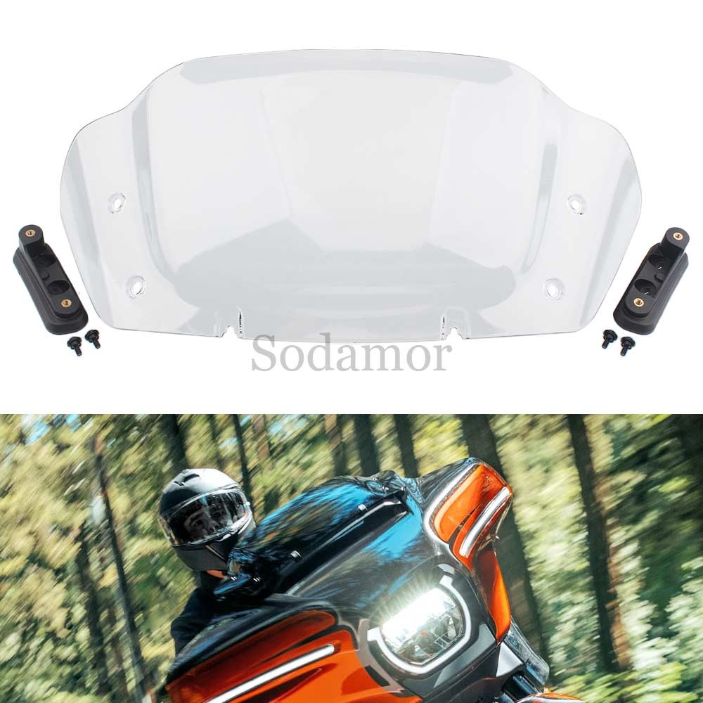 Motorcycle  Clear Front Fairing Windshield Windscreen w/ Bracket For Harley CVO