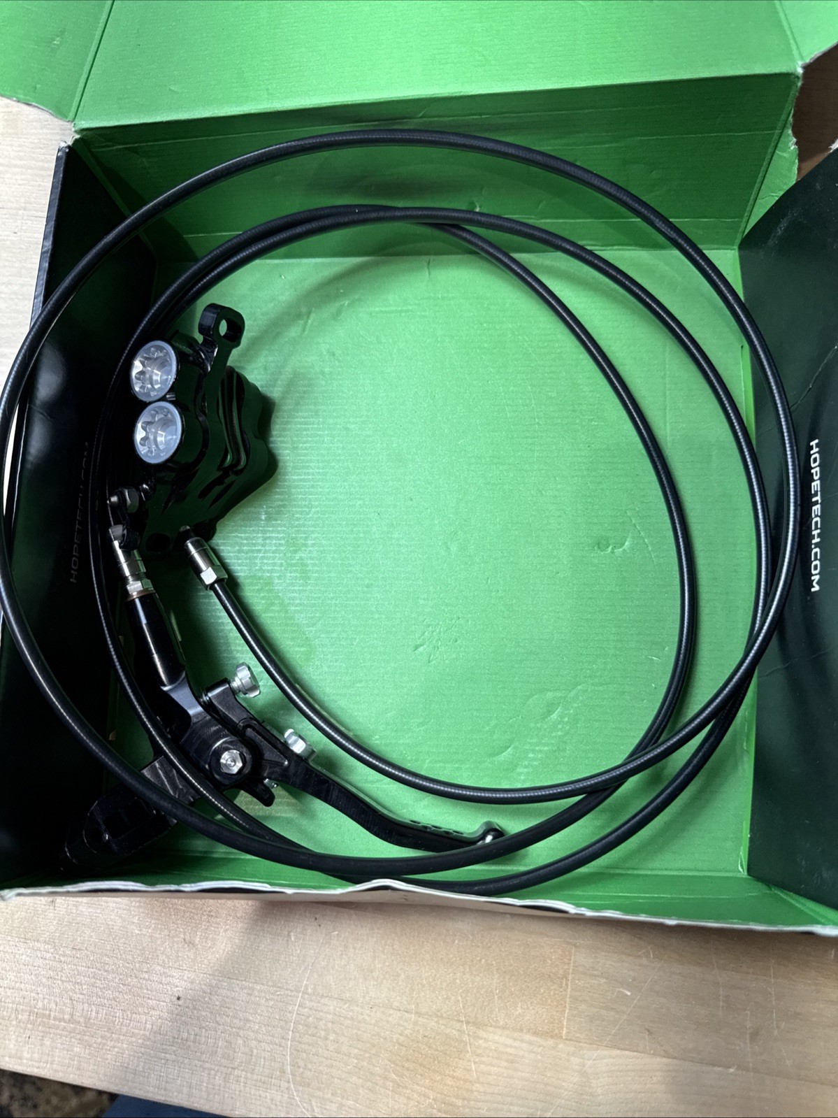 HOPE TECH 4 E4 4 PISTON REAR DISC BRAKE W/ STEEL BRAIDED HOSE - BLACK