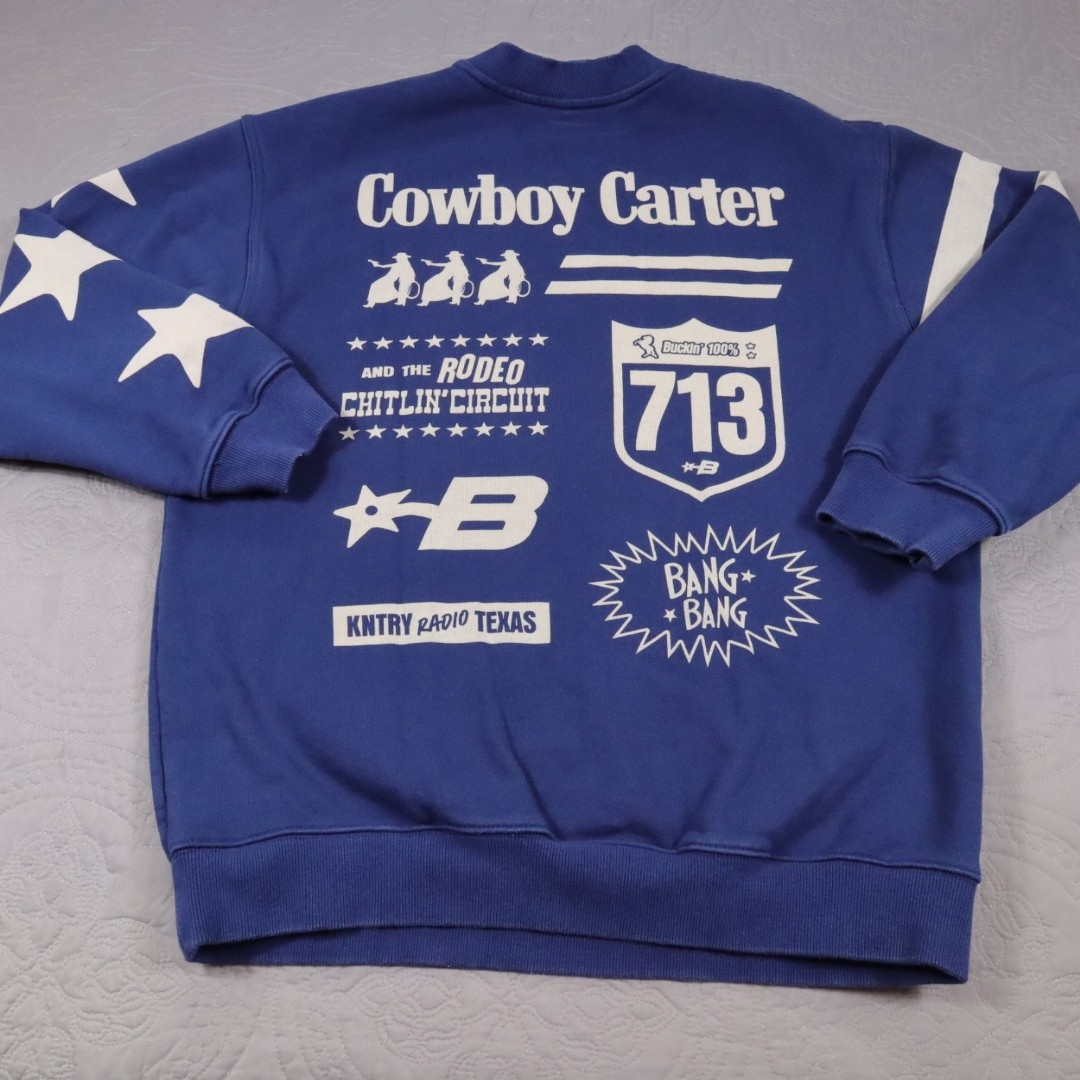 Cowboy Carter Beyonce Act 2 Sweatshirt Mens Womens Large Blue Crewneck Fleece
