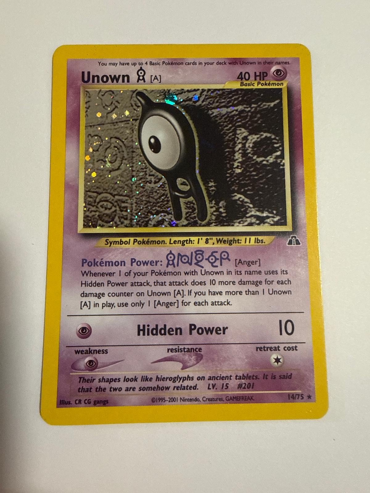 UNOWN [A] 14/75 RARE NEO DISCOVERY POKEMON UNLIMITED HOLO MP