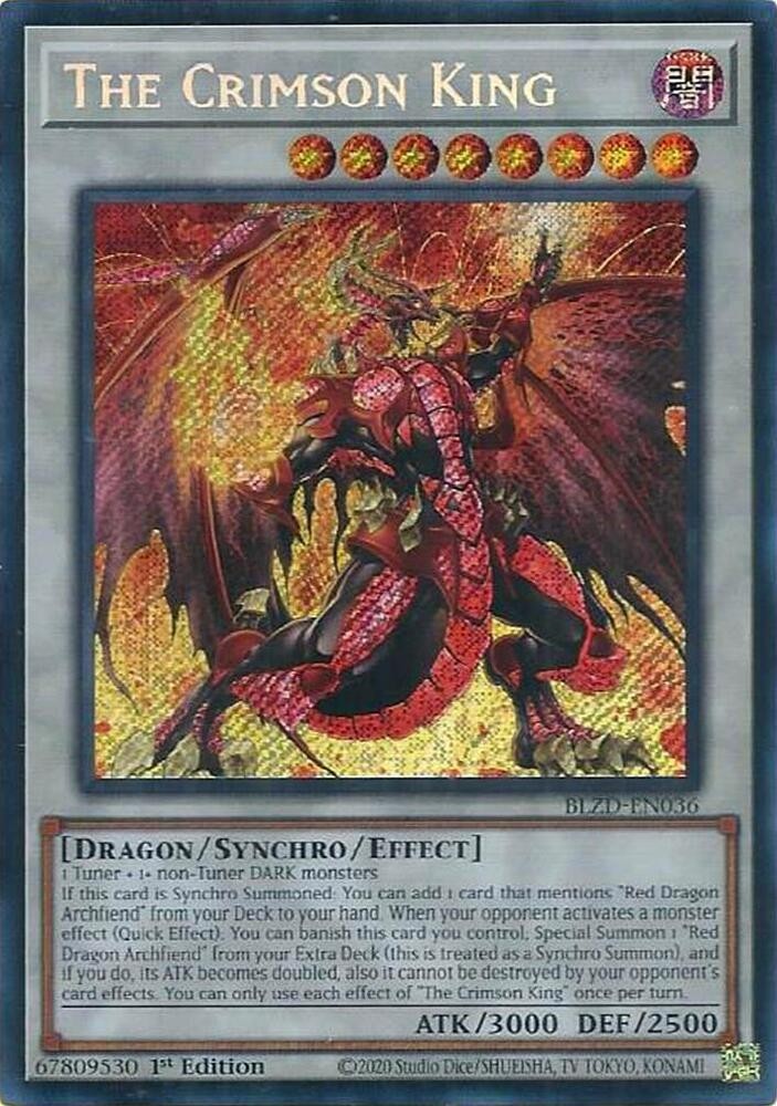 *** THE CRIMSON KING *** 1ST EDITION SECRET RARE BLZD-EN036 YUGIOH