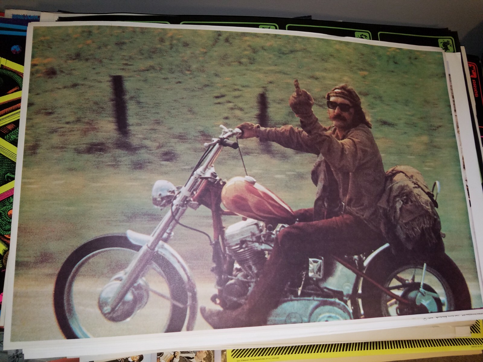 EASY RIDER VINTAGE 1969 MOTORCYCLE CHOPPER POSTER Dennis Hopper Flipping Off
