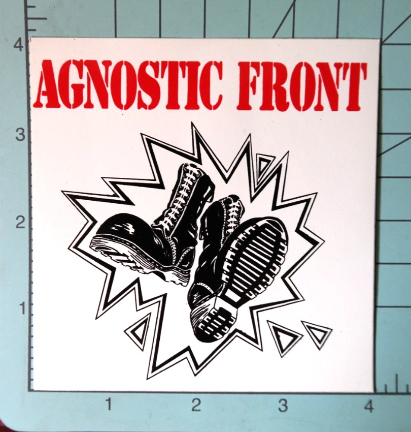 Agnostic Front vintage late 80\'s giveaway band sticker, NY hardcore punk, metal Agnostic Front vintage late 80\'s giveaway band sticker, NY hardcore punk, metal