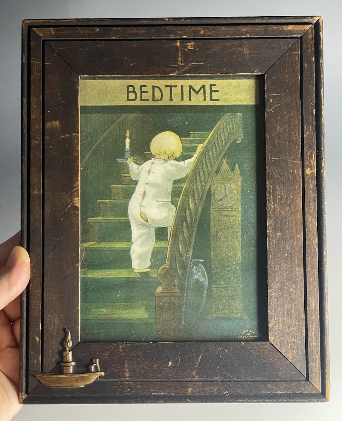 Antique Arts Crafts Mission Shop of Crafters Picture Frame BEDTIME Ullman Print