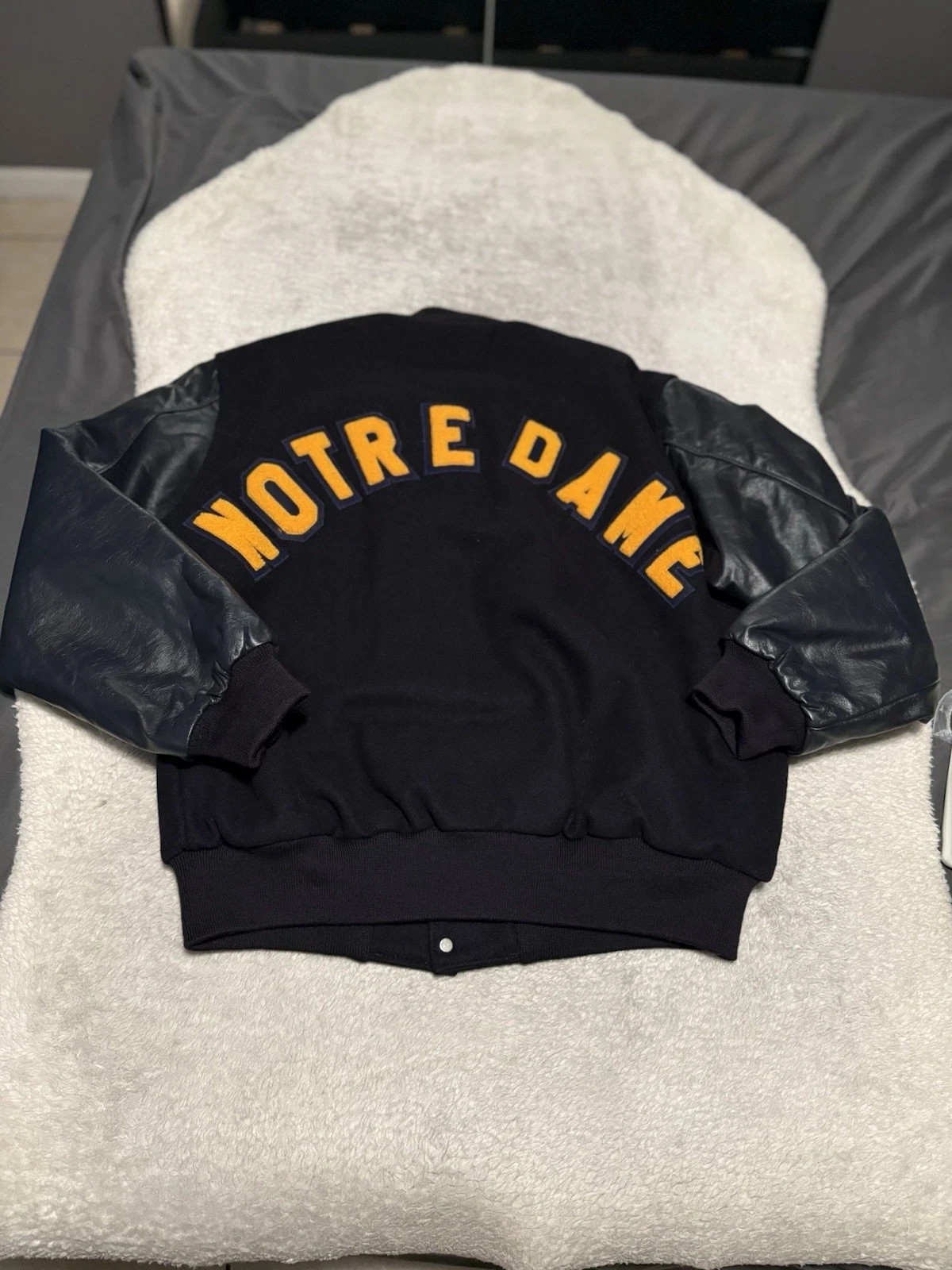 Vintage 90s Holloway Notre Dame Varsity Jacket L Made In USA Rudy Back T