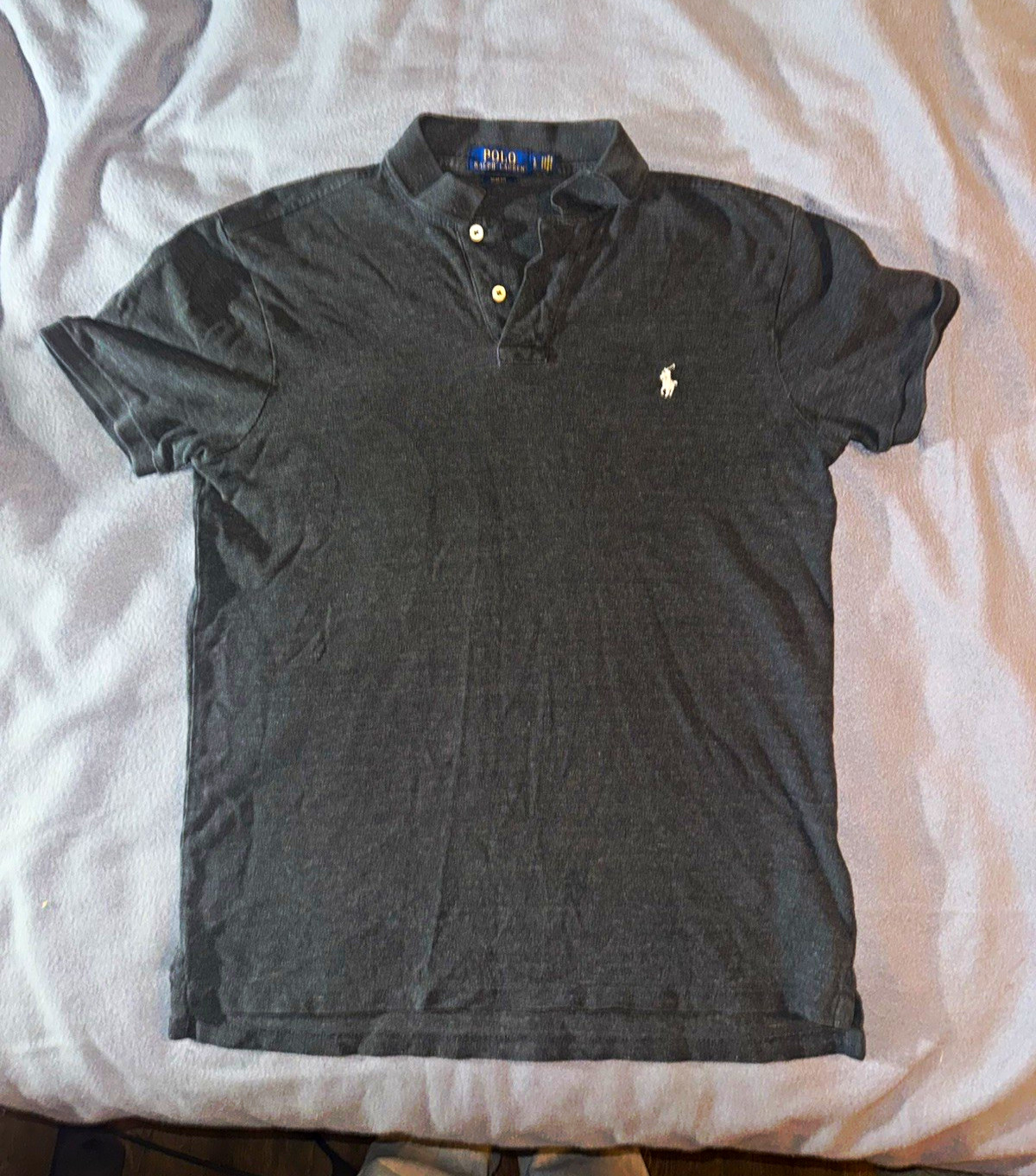 Polo Ralph Lauren Mens Large Gray Slim Fit Polo Shirt Short Sleeve Logo Polo Ralph Lauren Mens Large Gray Slim Fit Polo Shirt Short Sleeve Logo