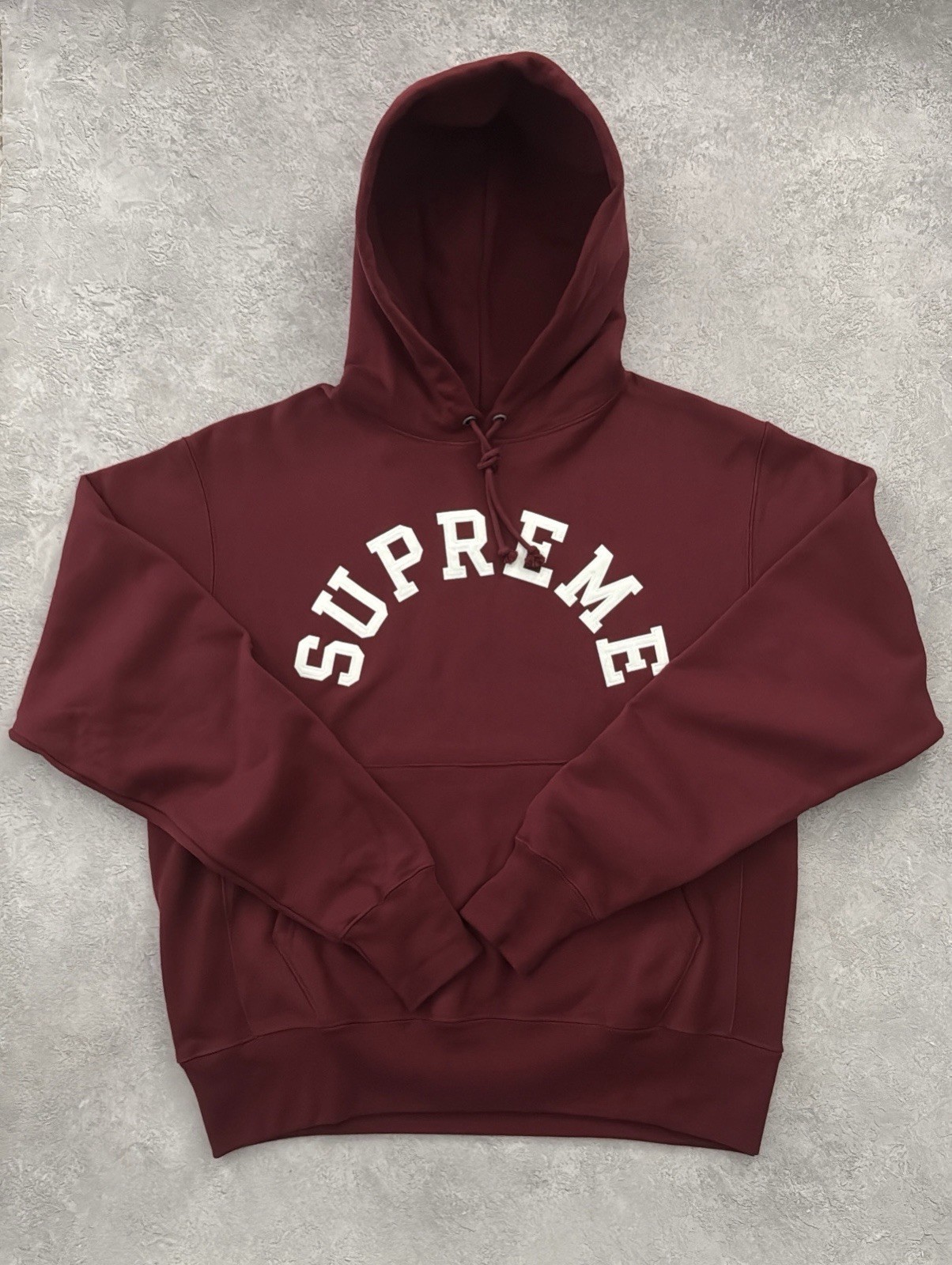 Supreme X Champion Arc Logo Hoodie — Burgundy / White Supreme X Champion Arc Logo Hoodie — Burgundy / White