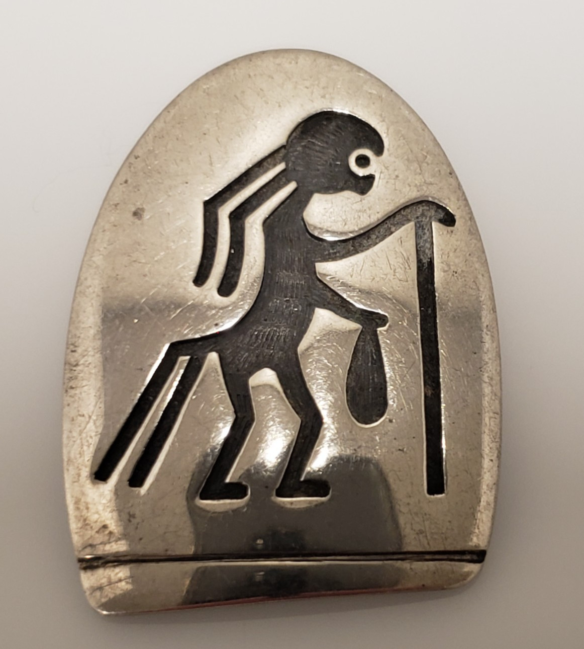 Hopi Andrew Saufkie Sterling Silver Overlay Kokopelli Pendant - .4 Hopi Andrew Saufkie Sterling Silver Overlay Kokopelli Pendant - .4
